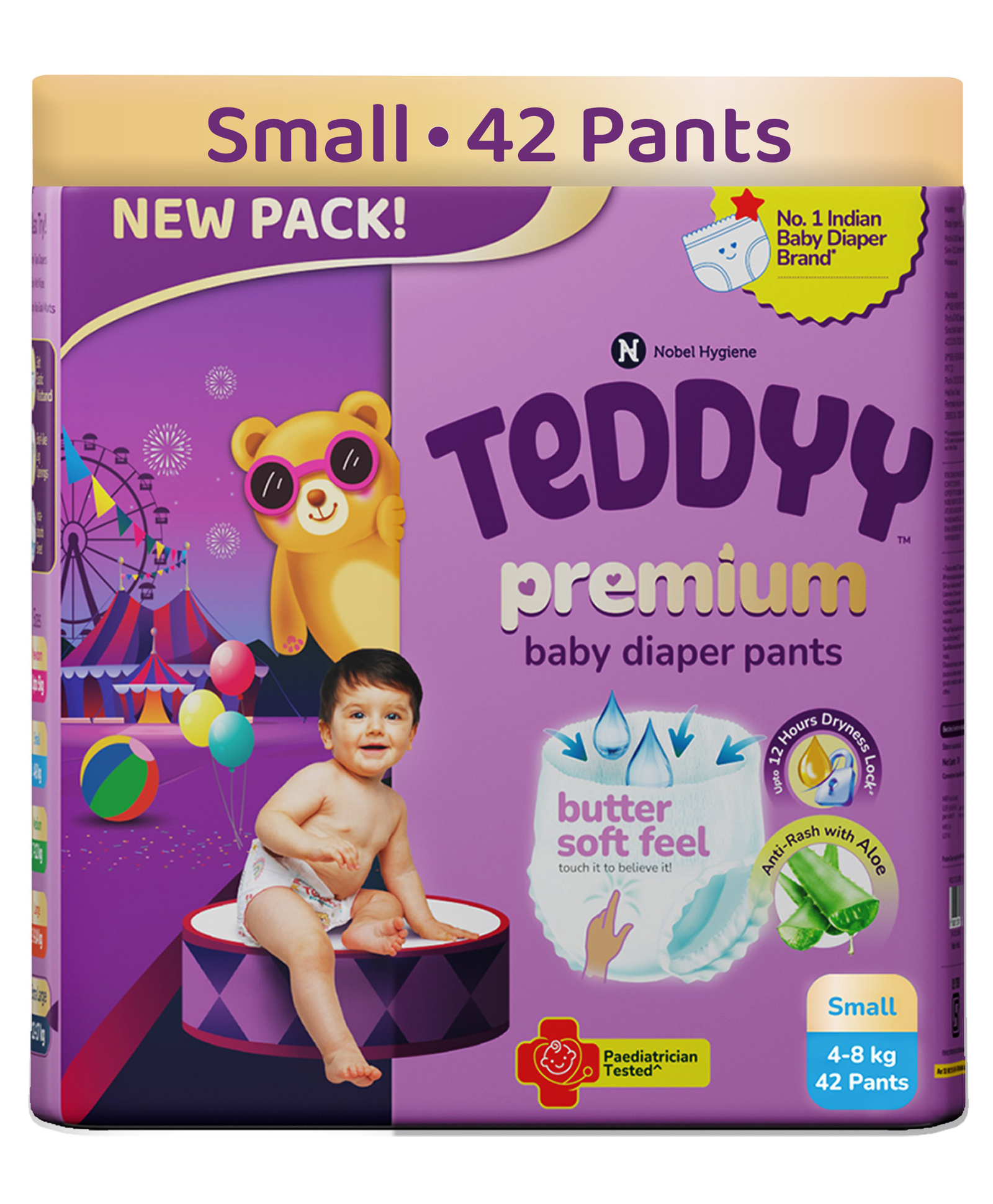 Teddy Baby Premium Pants Diaper - 12 Hours Absorption, Aloe Gel Sheet, Leak-Proof Fit -Small (4-8 kg) 42 Counts-image-23