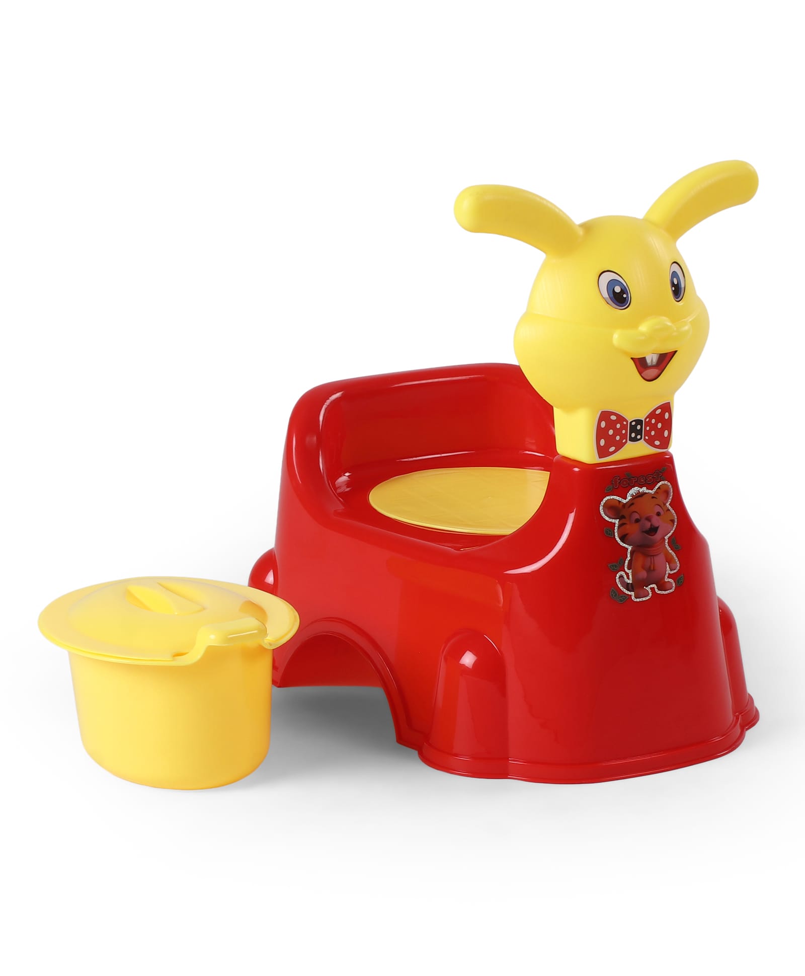 fab n funky Rabbit Shape Potty Chair with Lid - Red & Yellow| Ergonomic Design| Anti-Skid Base| Easy to Clean| Lightweight & Portable| Removable Bowl-picture-17