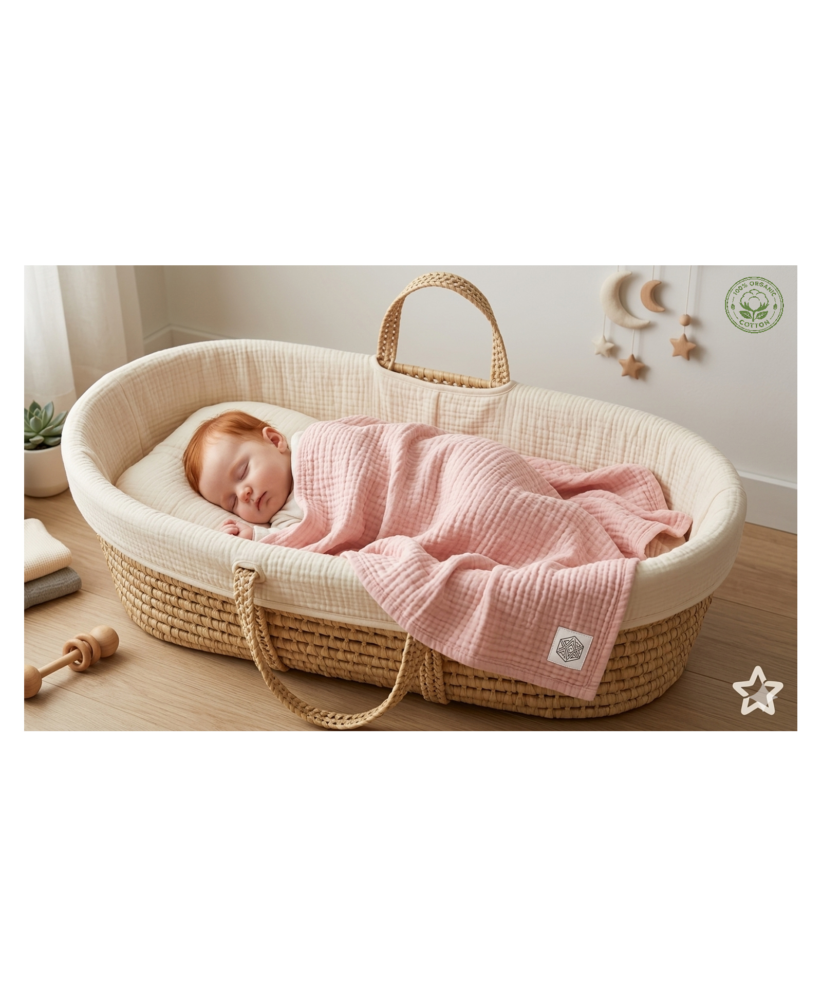 Baby Tales 6 Layers of 100% Pure Organic Cotton Gauze Solid Color Bath Towel Soft Skin Absorbent 110cm x 110cm - Peach-image-19