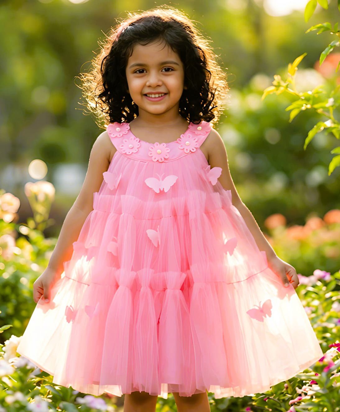 TOONYPORT Net Woven Sleeveless Butterfly Applique Detailed Dress -Pink-image-10