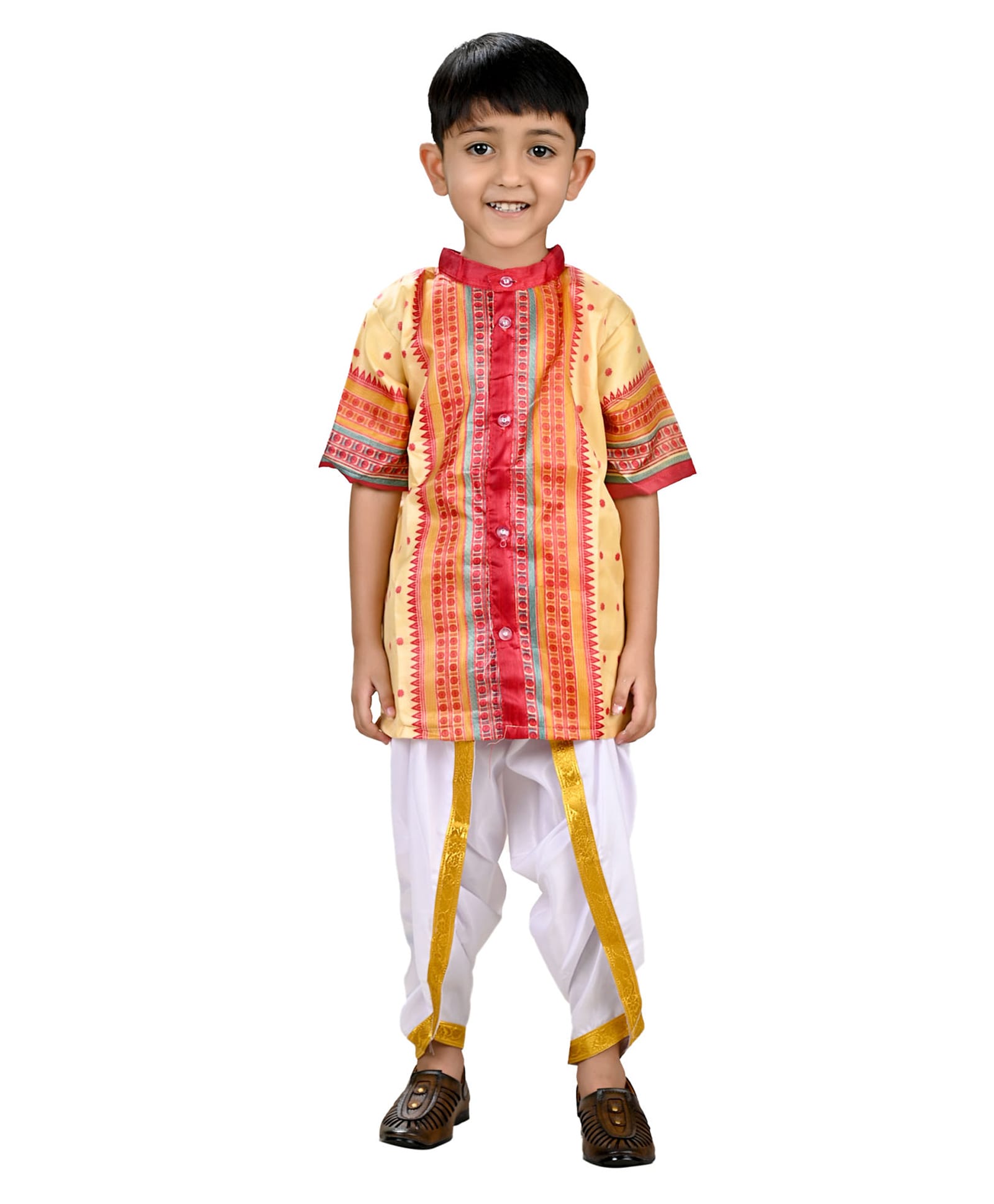 BookMyCostume Bihu Dance Fancy Dress Costume Set - Multi Colour-image-48