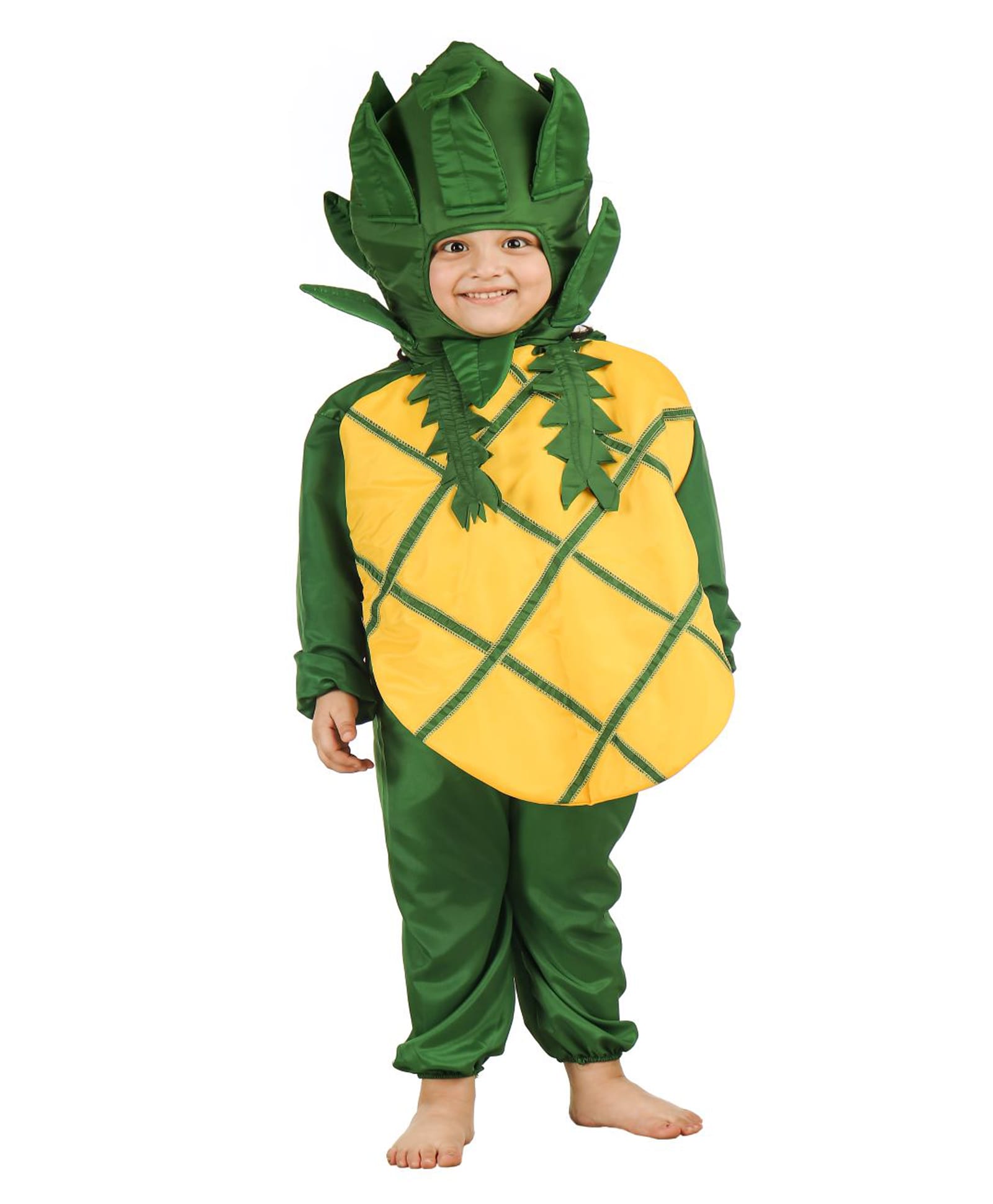 BookMyCostume Full Sleeves Pineapple Fancy Dress Costume Set - Green & Yellow-image-27