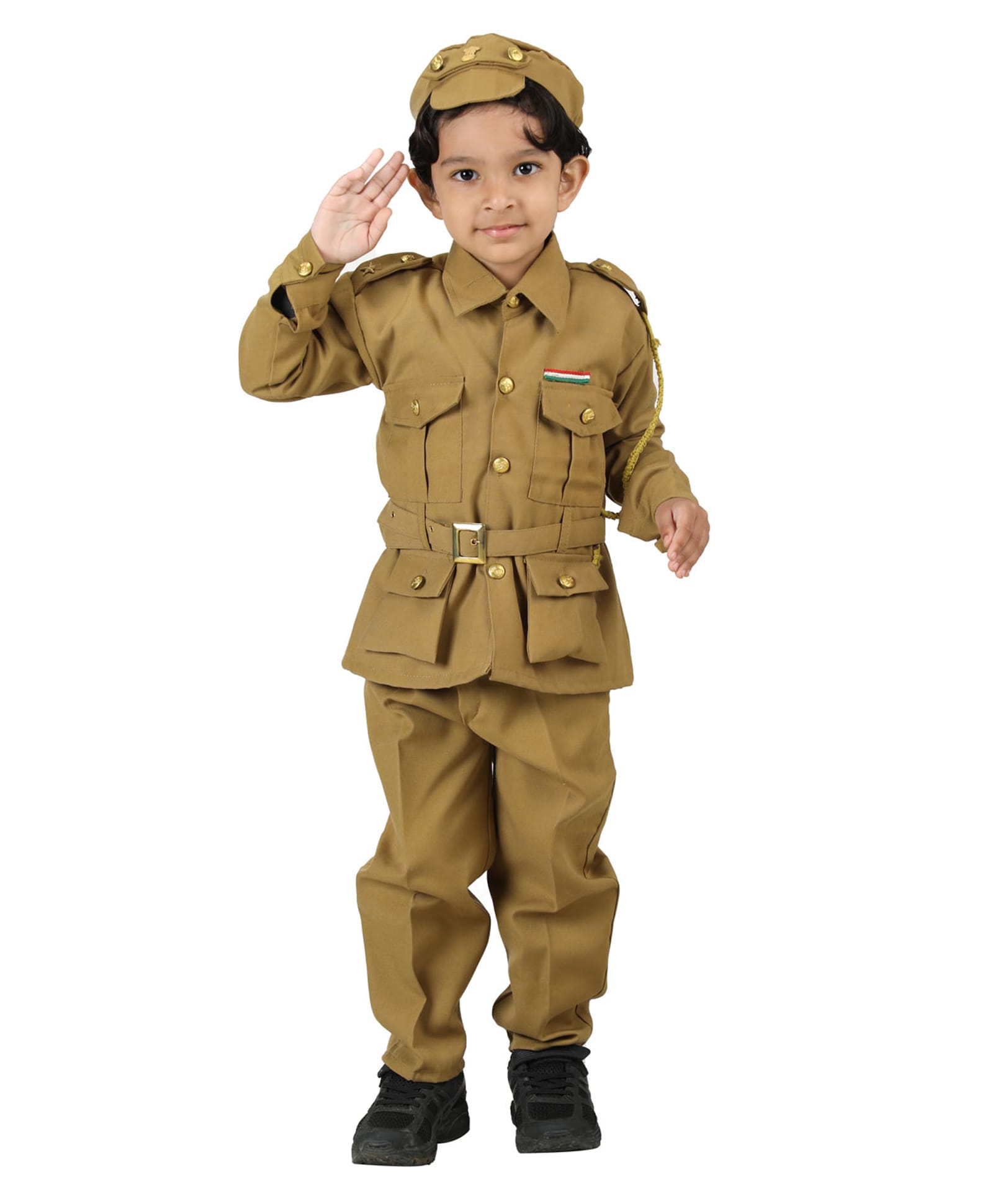 BookMyCostume Full Sleeves Police Theme Fancy Dress Costume Set - Khaki-image-38