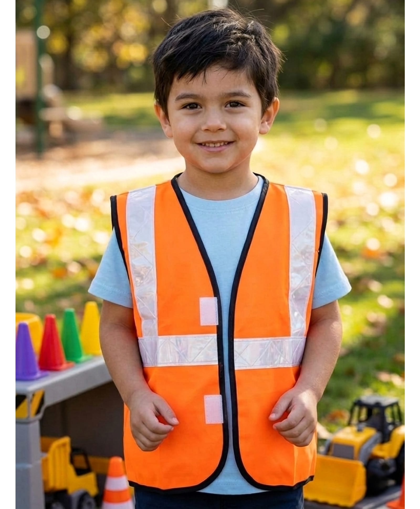 BookMyCostume Sleeveless Reflective Safety Labour Jacket Fancy Dress Costume - Orange-image-40