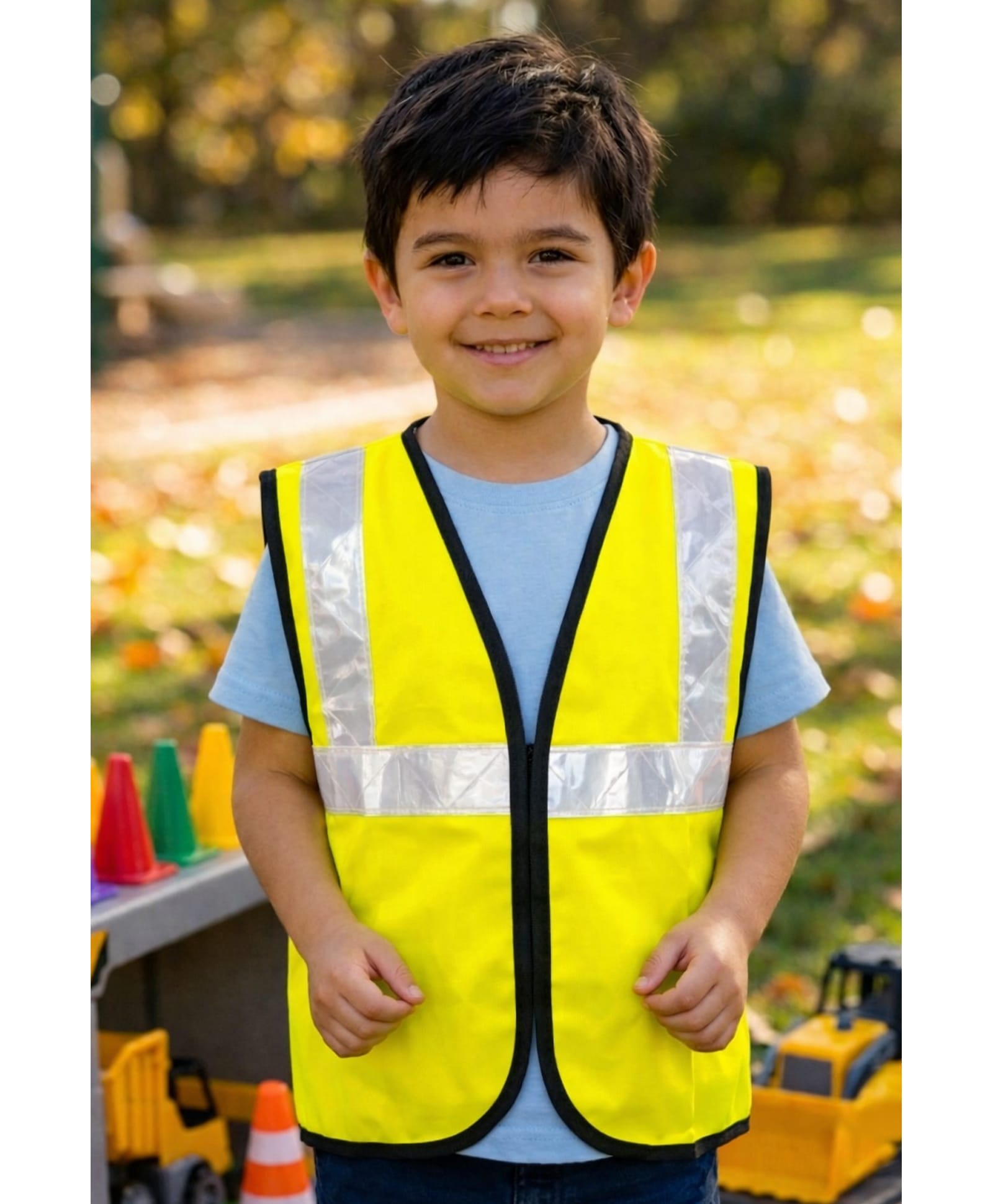 BookMyCostume Sleeveless Reflective Safety Labour Jacket Fancy Dress Costume - Yellow-image-4