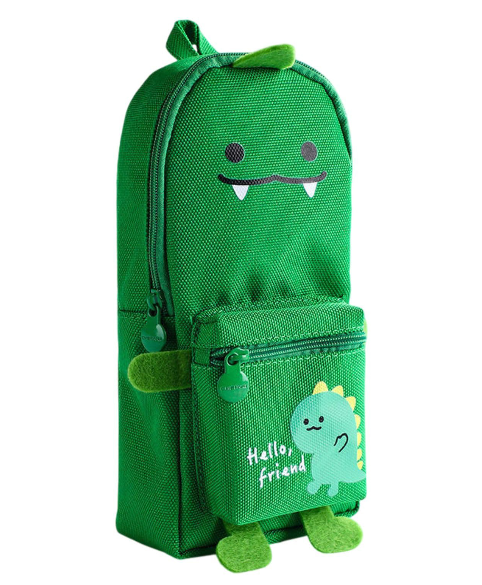 FunBlast Dino Theme Hangable Canvas Pencil Pouch for Kids -Pack of 1 (Green)-image-2