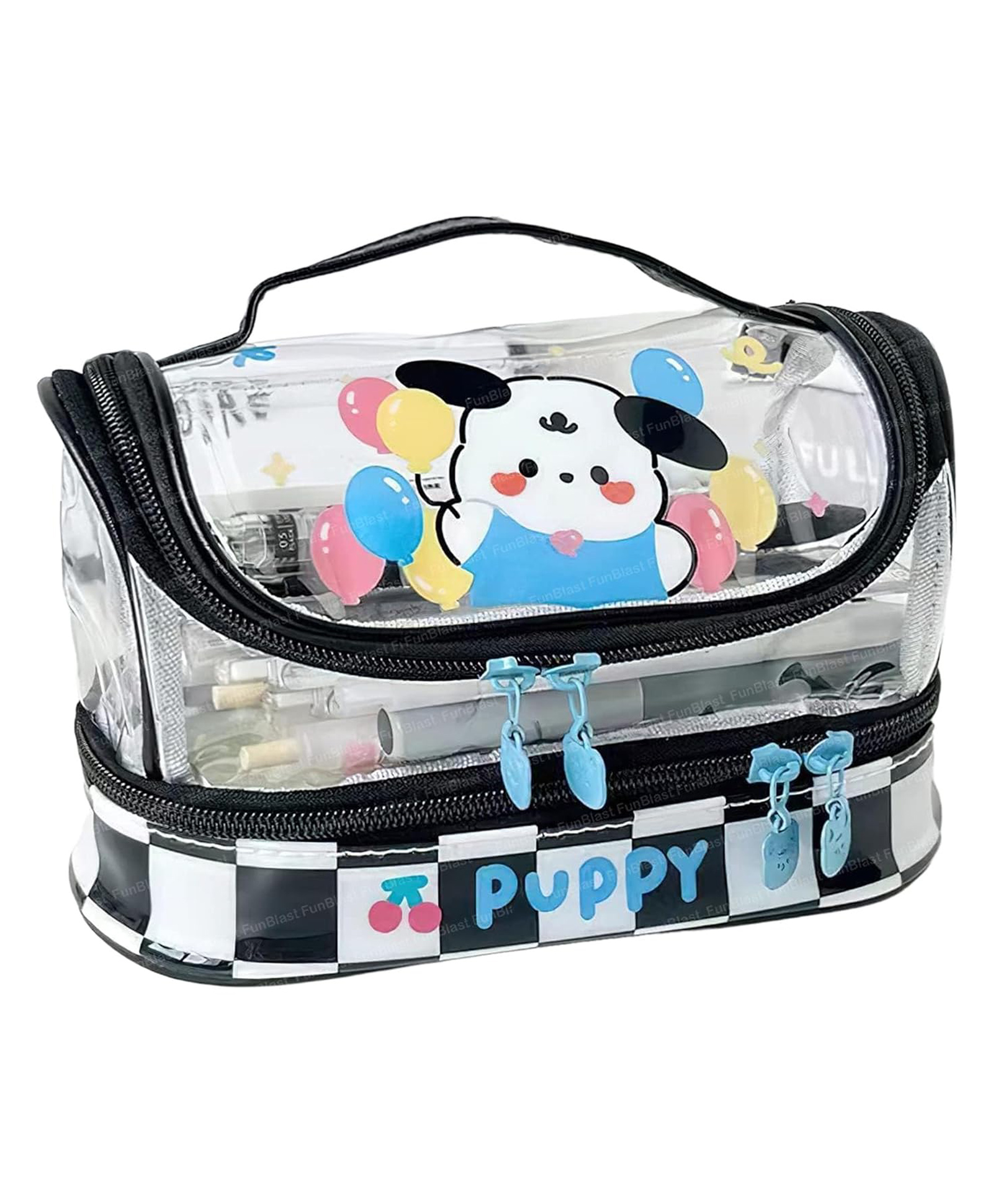 FunBlast Transparent Double Layer Pencil Pouch with Zipper for Kids - Pack of 1 (Black)-picture-28