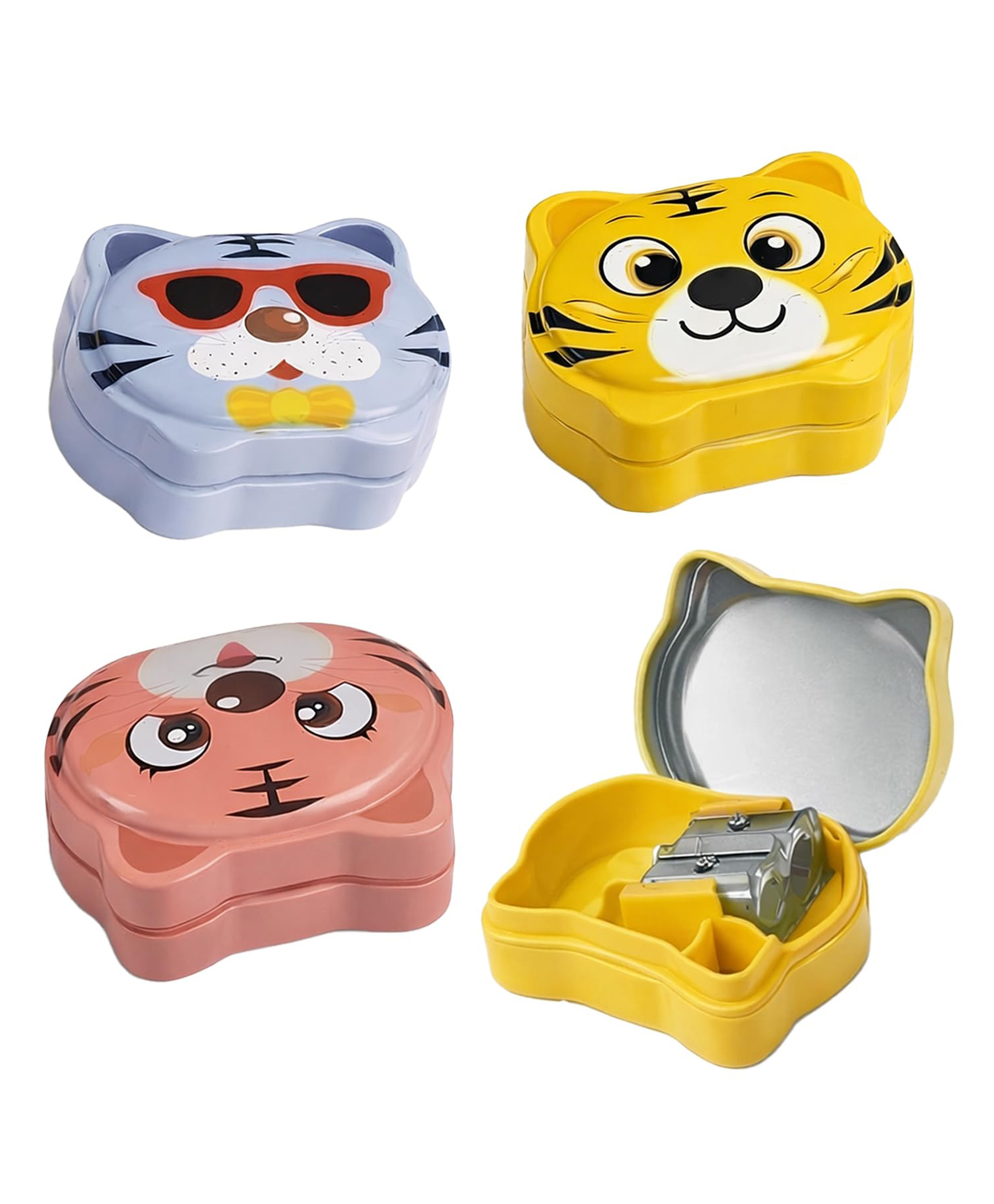 FunBlast Cat Shaped Pencil Sharpener with Two Holes for Kids - Pack of 4 (Multicolor)-picture-41