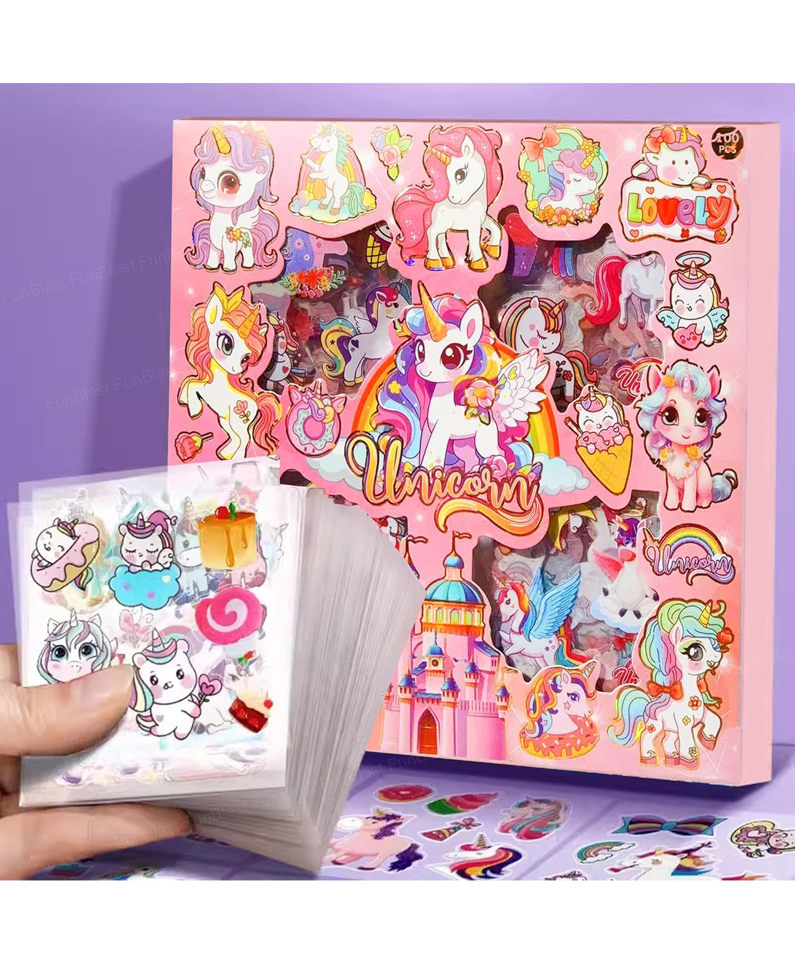FunBlast Unicorn Theme Self-Adhesive Stickers for Decoration 100 Sheets / 500+ Pcs Stickers (Multicolor)-image-8