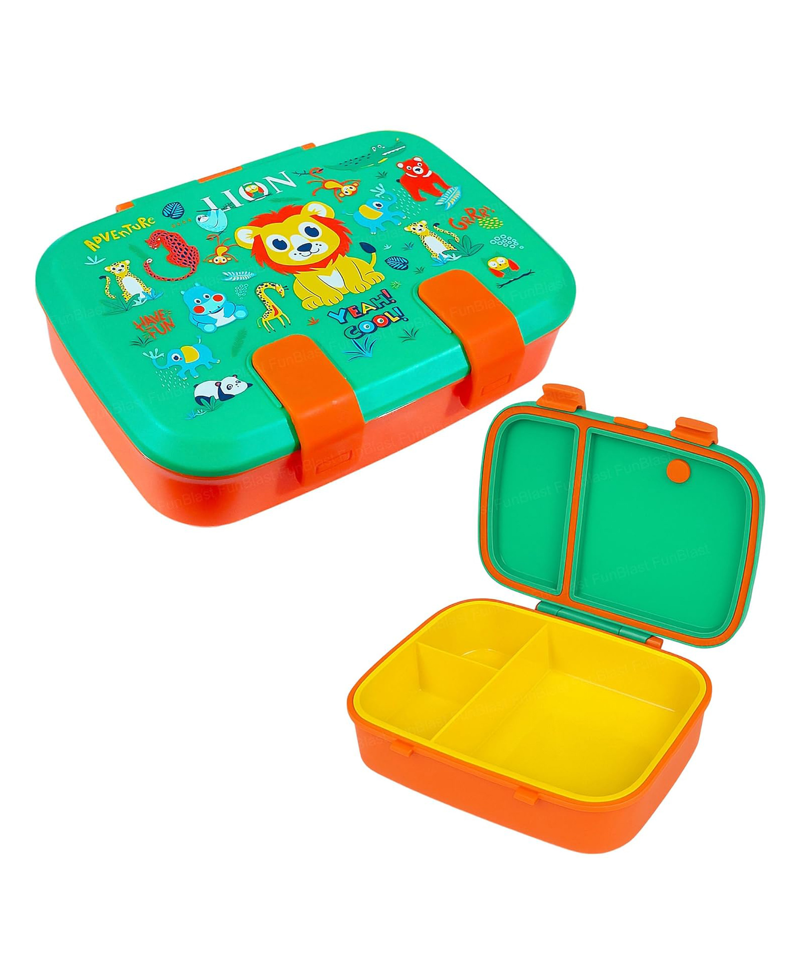 FunBlast Jungle Theme Lunch Box with Three Compartment for Office and School Pack of 1 (Multicolor)-image-25