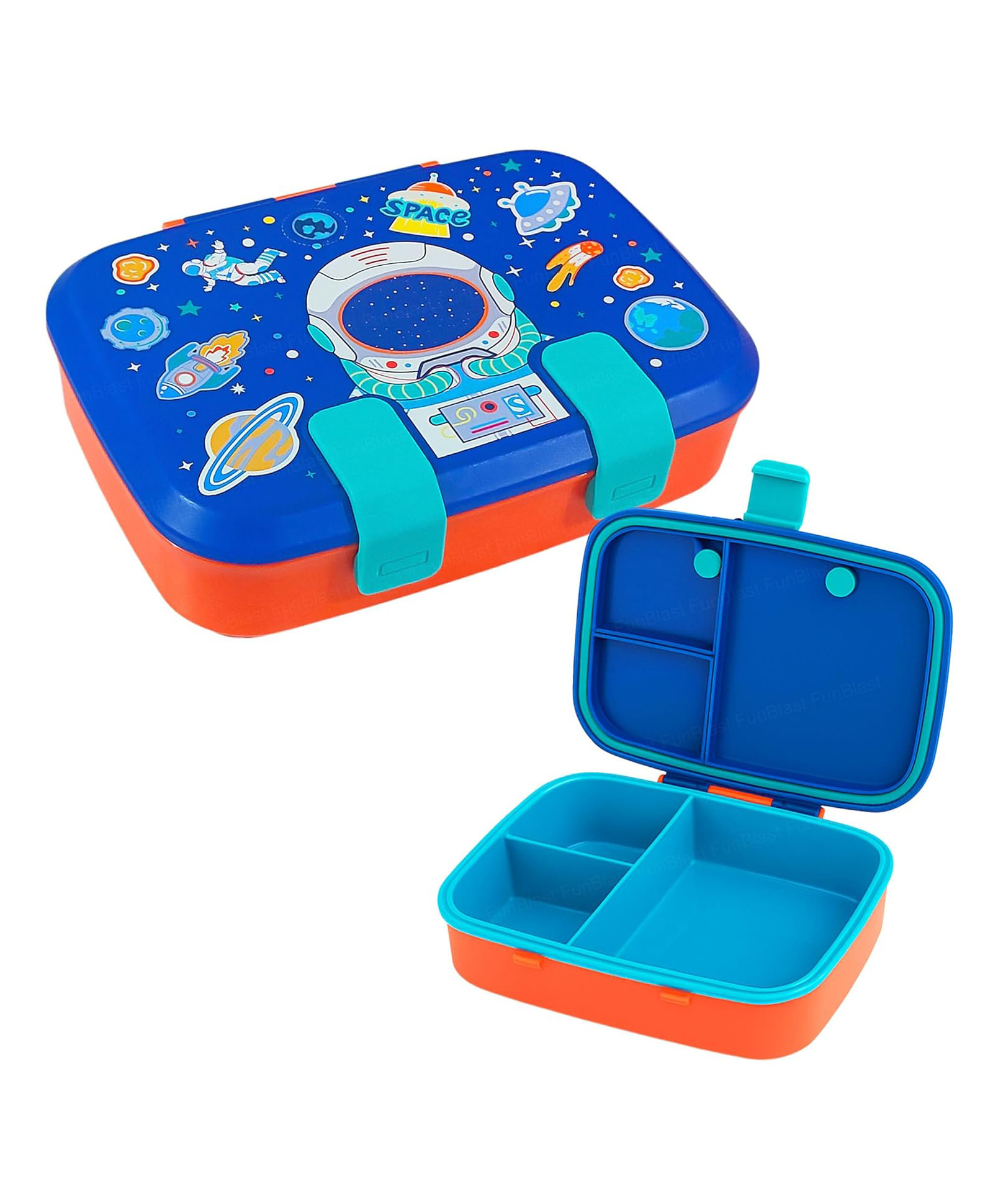 FunBlast Space Theme Lunch Box with Three Compartment for Office and School Pack of 1 (Multicolor)-image-12