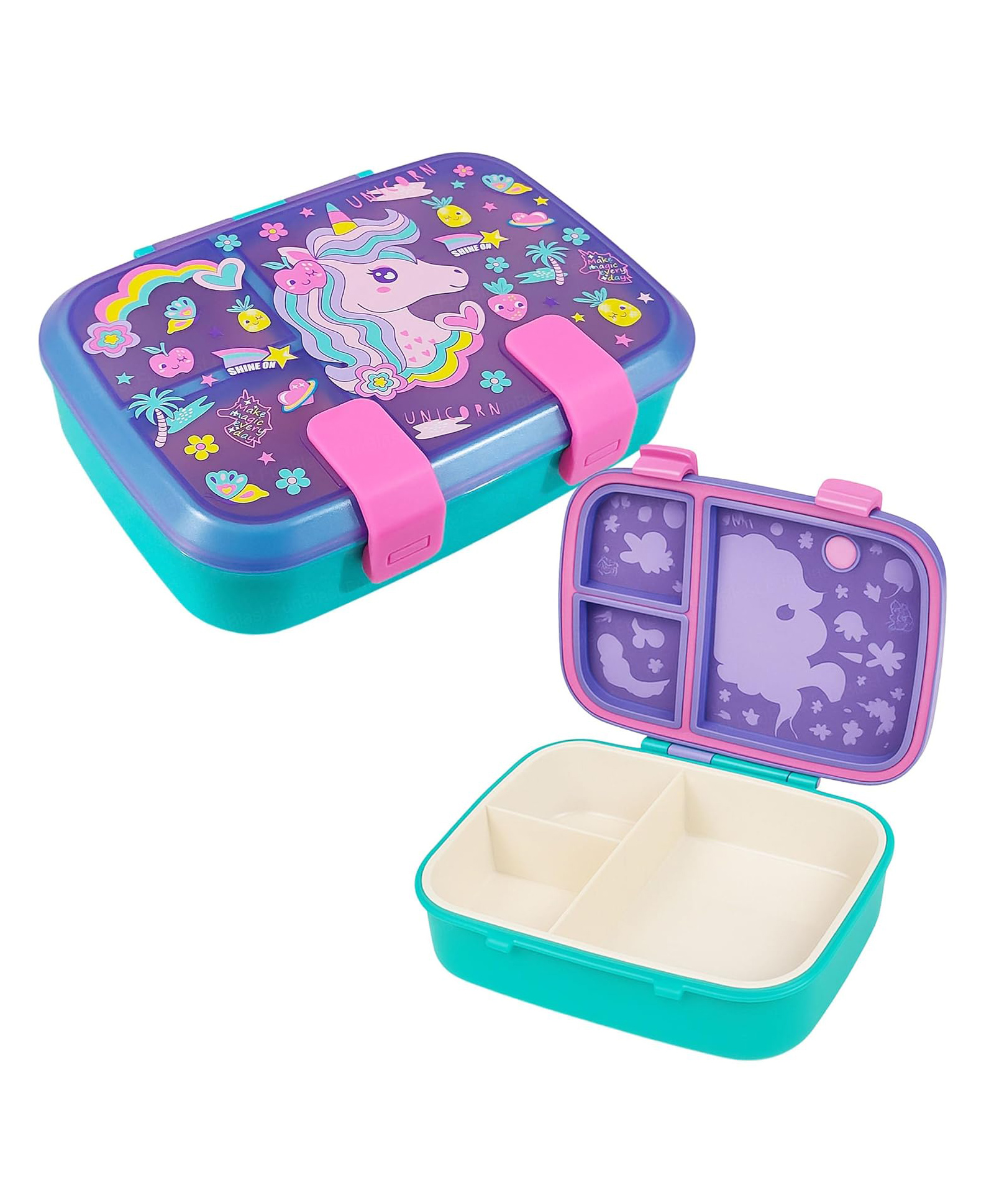 FunBlast Unicorn Theme Lunch Box with Three Compartment for Office and School Pack of 1 (Multicolor)-image-30