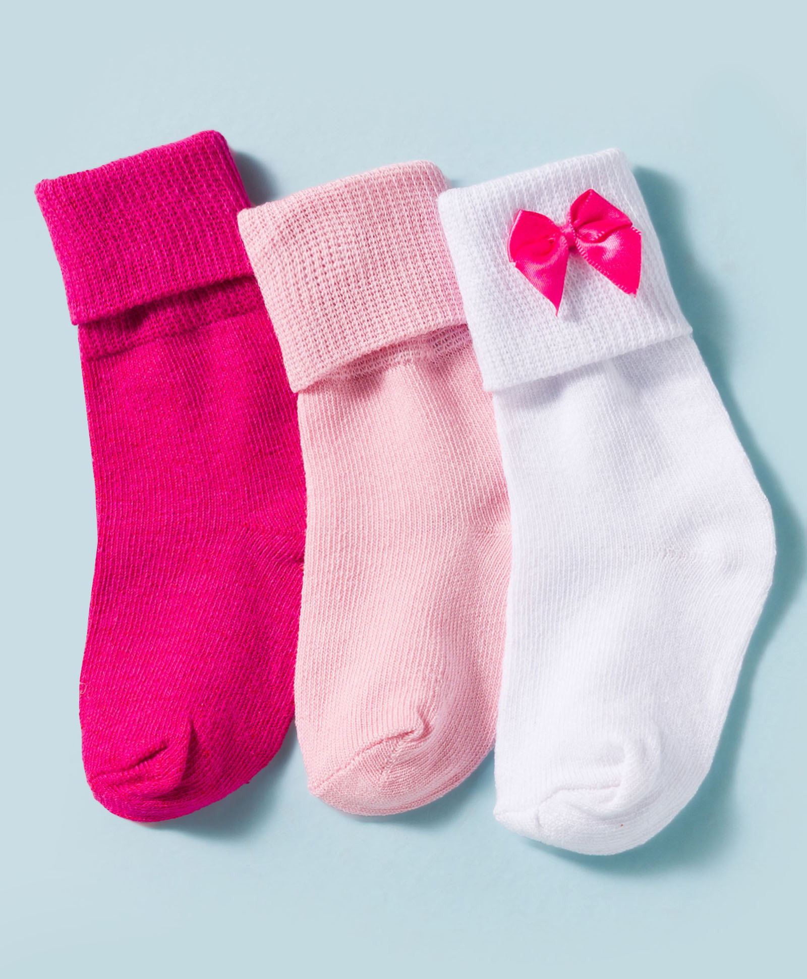Doodle Poodle Cotton Knit Ankle Length Solid Socks With Bow Applique Pack of 3 - Pink & White-image-31