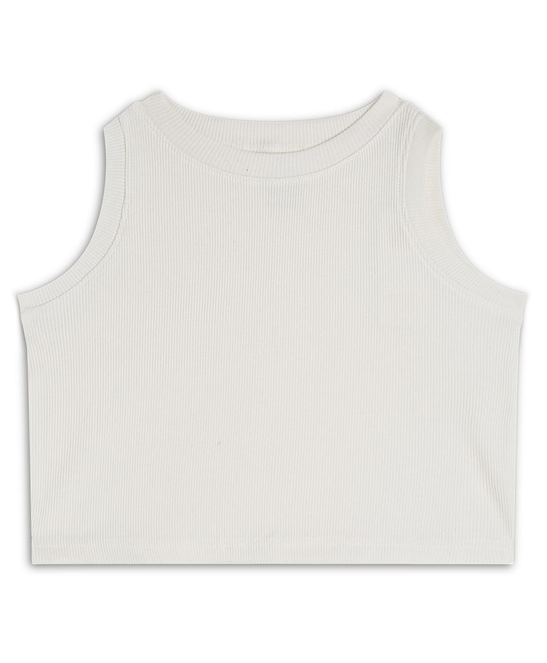 CHILINS 100% Cotton Cotton Knit Sleeveless Solid Crop Top - White-image-24
