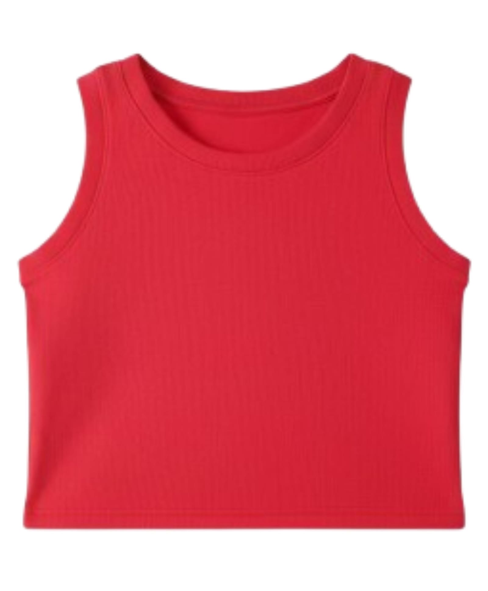 CHILINS Cotton Knit Sleeveless Solid Ribbed Crop Top - Red-picture-21
