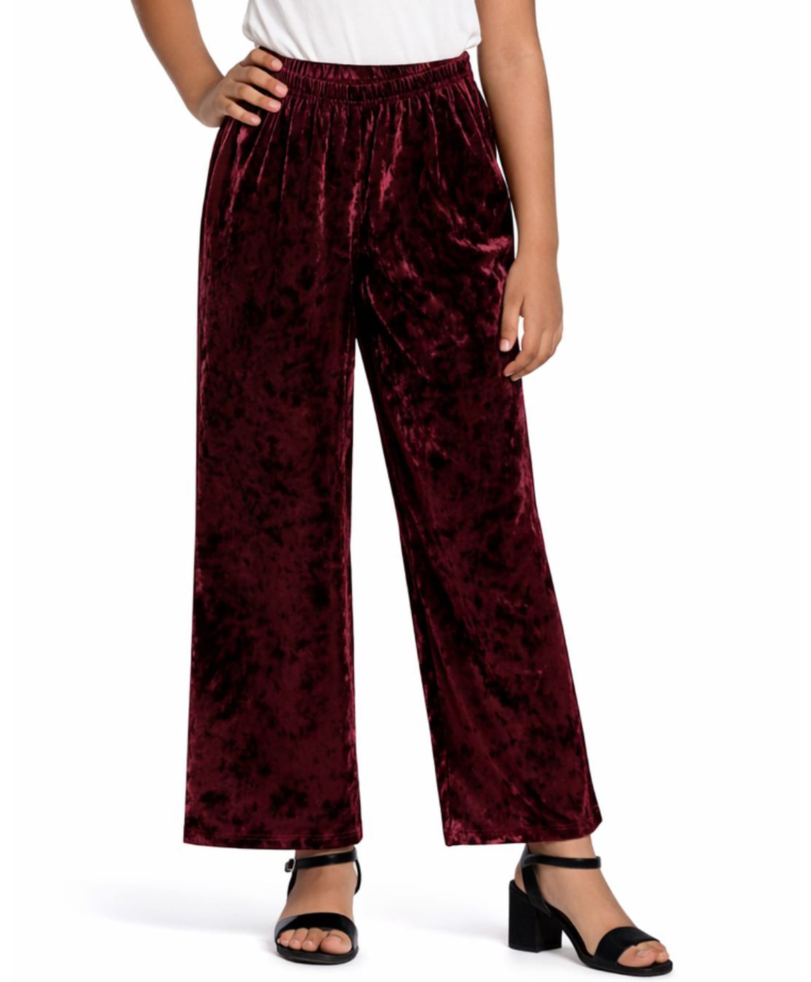 CHILINS Velvet Knit Solid Pants - Maroon-picture-11