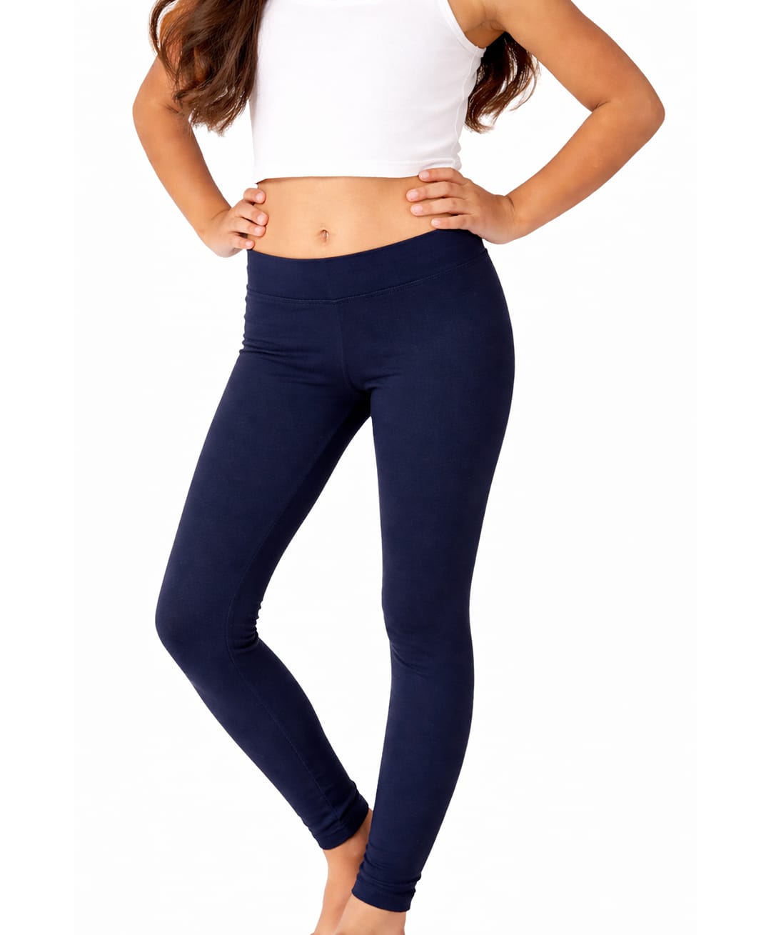 CHILINS Cotton Lycra Knit Solid Leggings - Blue-image-6