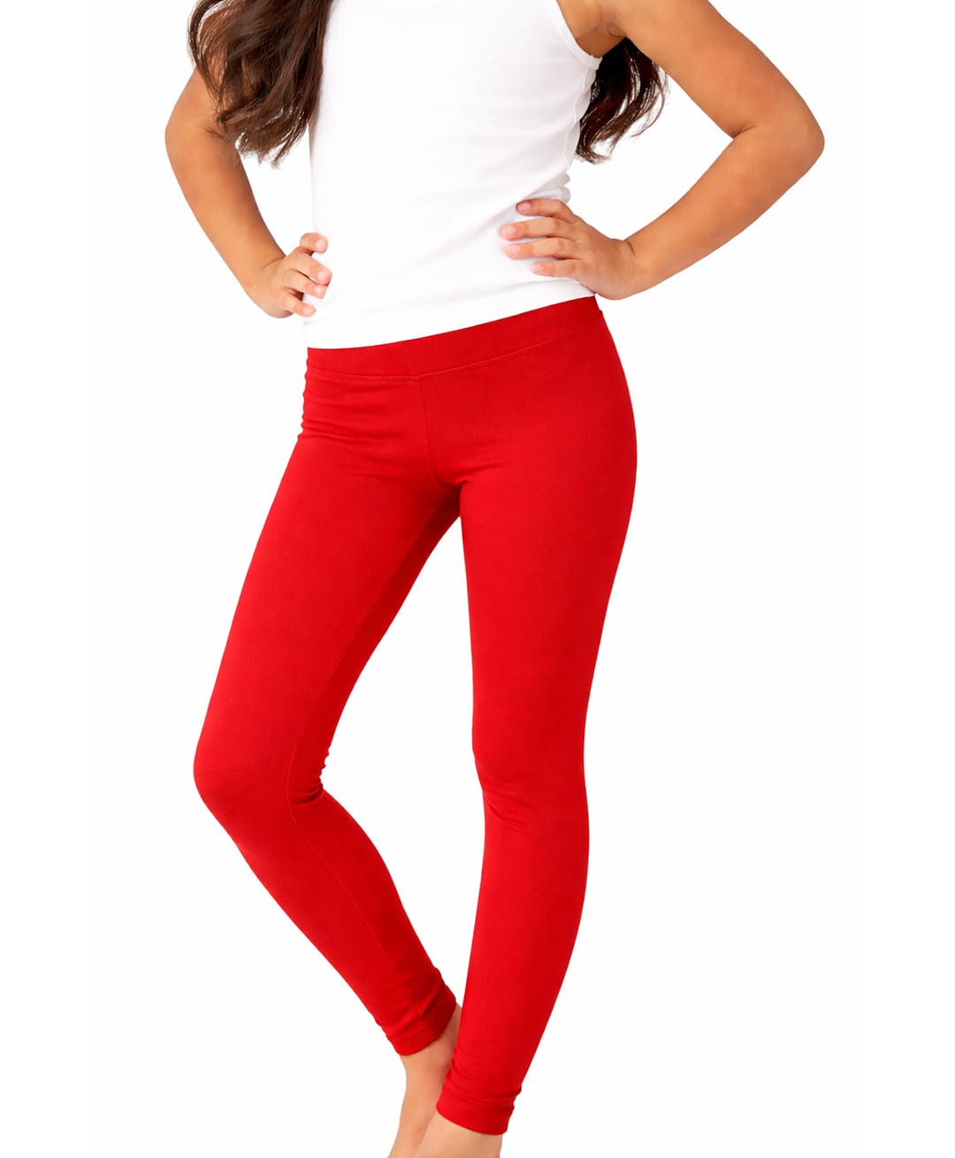 CHILINS Cotton Lycra Knit Solid Leggings - Red-picture-16