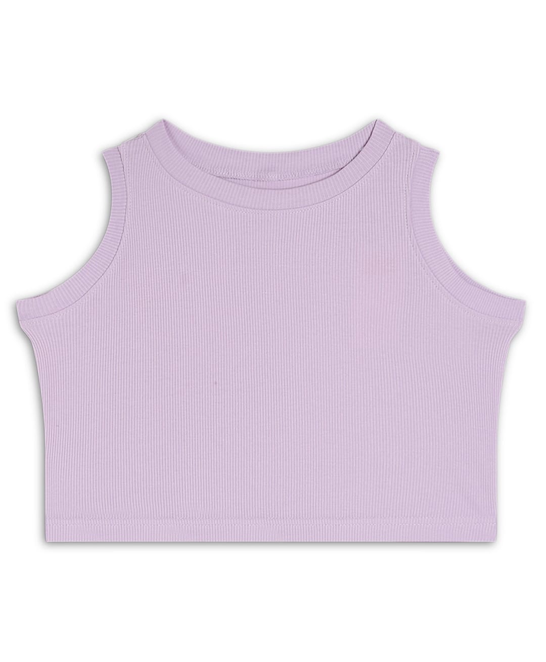CHILINS Cotton Knit Sleeveless Solid Ribbed Crop Top - Lavender-picture-35