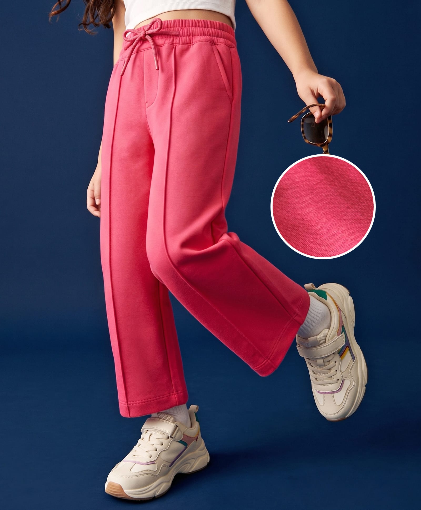 kookie kids india Kookie Kids Woven Full Length Solid Lounge Pant - Pink-picture-21