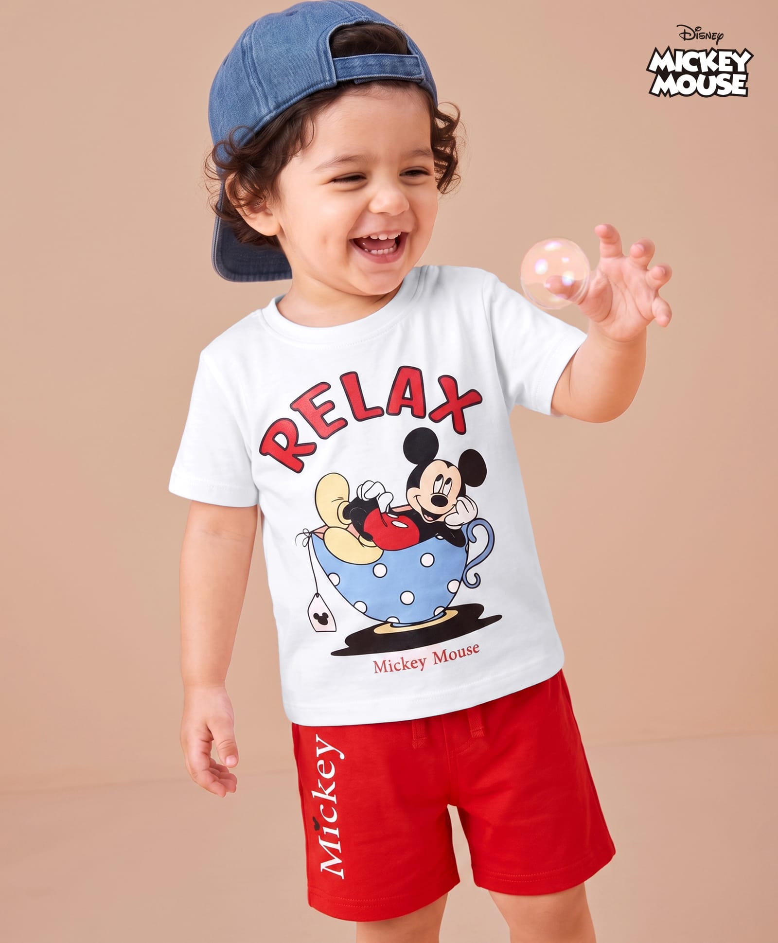 Babyhug Disney 100% Cotton Knit Half Sleeves T-Shirt & Shorts Night Suit With Mickey Mouse Graphic - Red-image-30