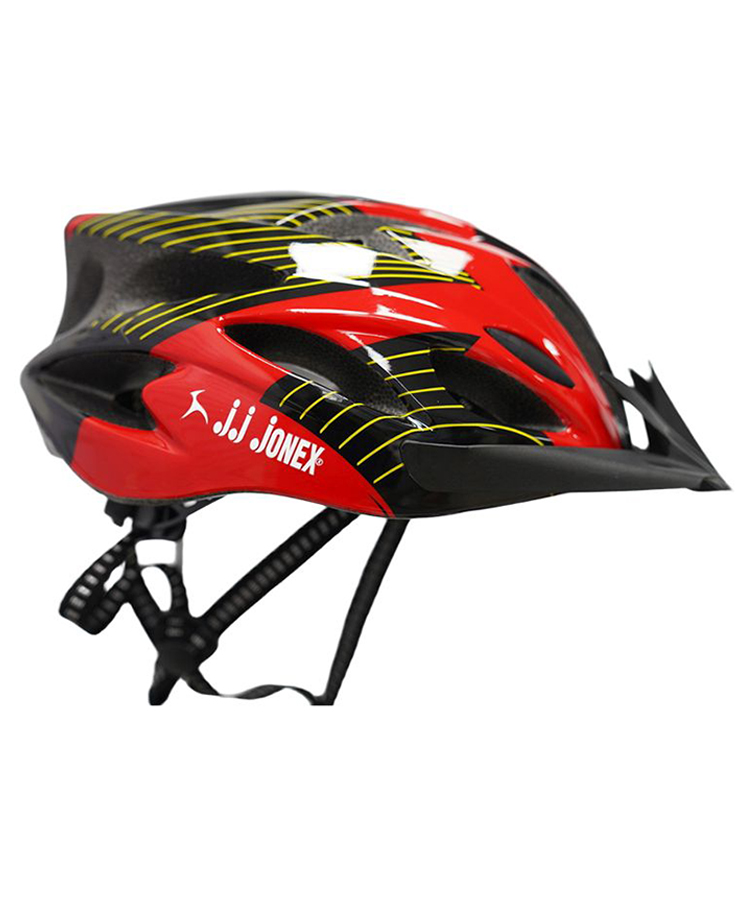 JJ JONEX Professional Adjustable Cycling & Skating Helmet with Detachable Visor | Lightweight Mountain Bike Helmet with Padded Interior (Black/Red) Large-image-2