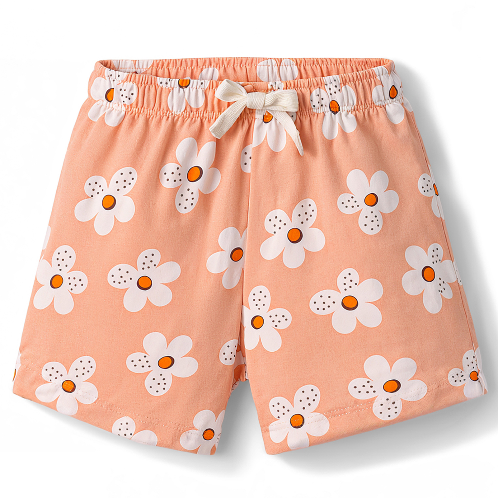 CUCUMBER Sinker Knit Above Knee Length Floral Printed Shorts - Peach-picture-15