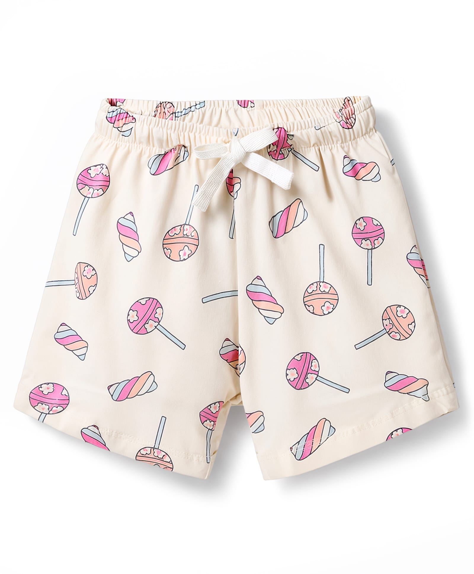 CUCUMBER Sinker Knit Above Knee Length Shorts with Candy Print - Cream-picture-6