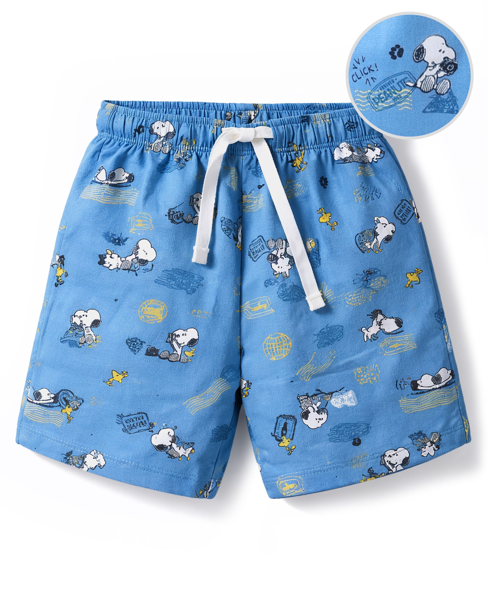 CUCUMBER Sinker Knit Above Knee Length Shorts with Snoopy Print - Blue-picture-12