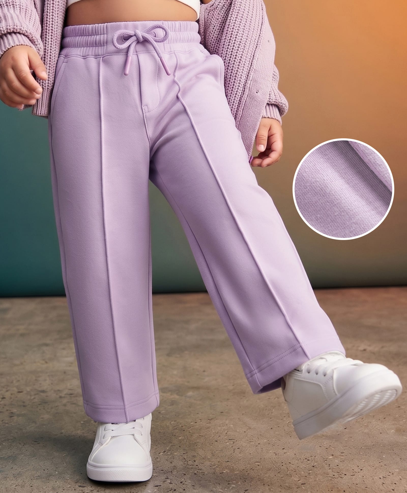 kookie kids india Kookie Kids Woven Full Length Solid Lounge Pant - Lavender-picture-37