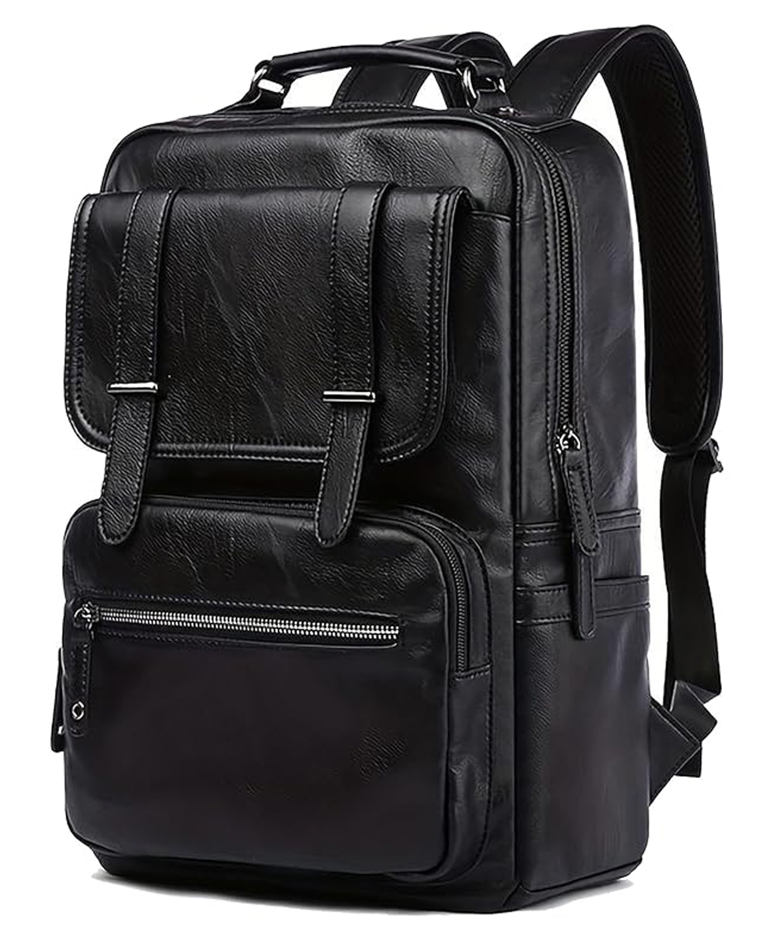 FUR JADEN Vegan Leather Stylish 15.6 Inch Laptop Backpack Travel Weekender Bag For Men Women - Black-image-37