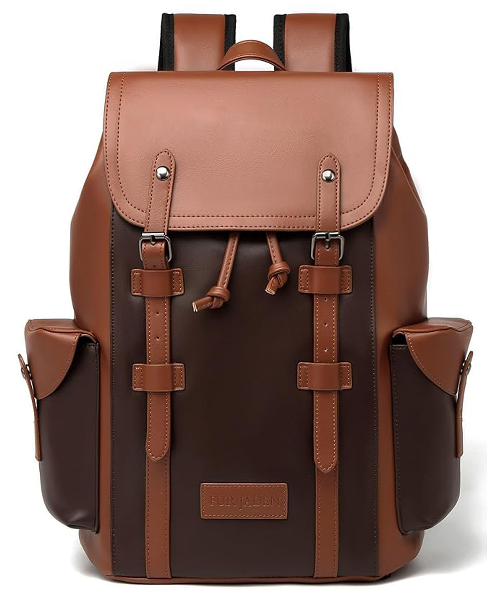 FUR JADEN Vegan Leather Stylish 15.6 Inch Premium Laptop Backpack for Office & Travel - Brown-picture-37