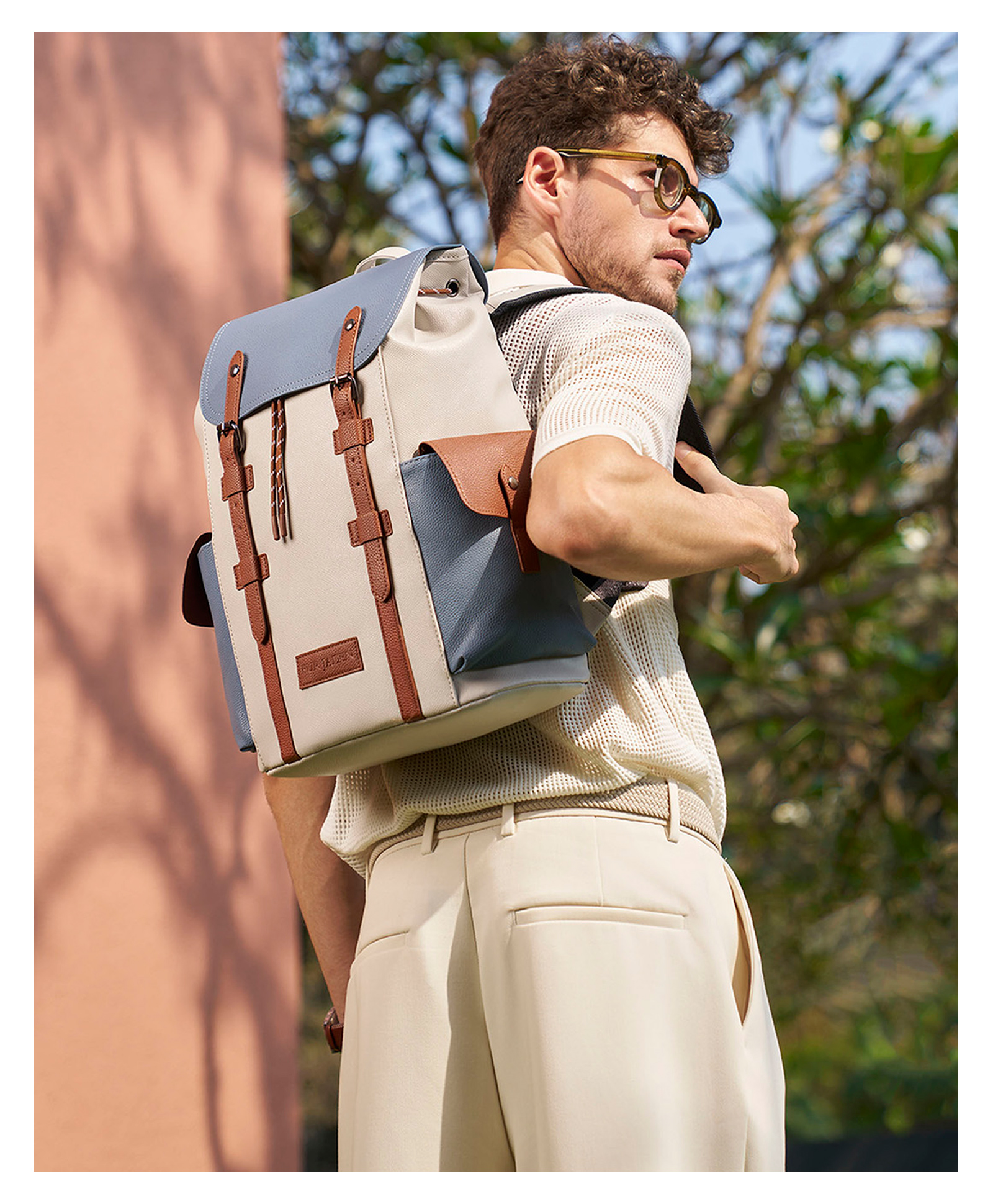 Fur Jaden The Aviator 20L Vegan Leather Premium Backpack for Men & Women - 15.6 Inch Laptop Backpack with Ergonomic Design, Water-Resistant Travel Backpack with Padded Shoulder Straps - Beige-picture-35