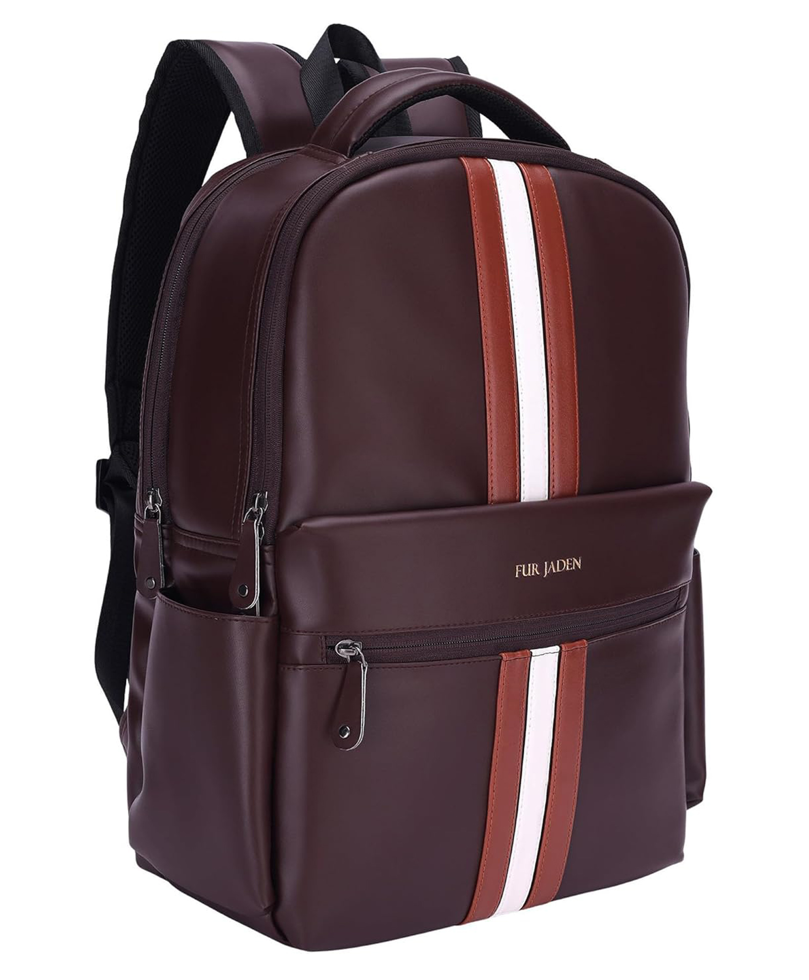 FUR JADEN 15.6 Inch Laptop Backpack I Premium & Durable Vegan Leather I Anti-Theft Pocket I Breathable Air-Mesh I 30L Storage Volume I Men Women I Work Professional & Casual Use - Brown-picture-24