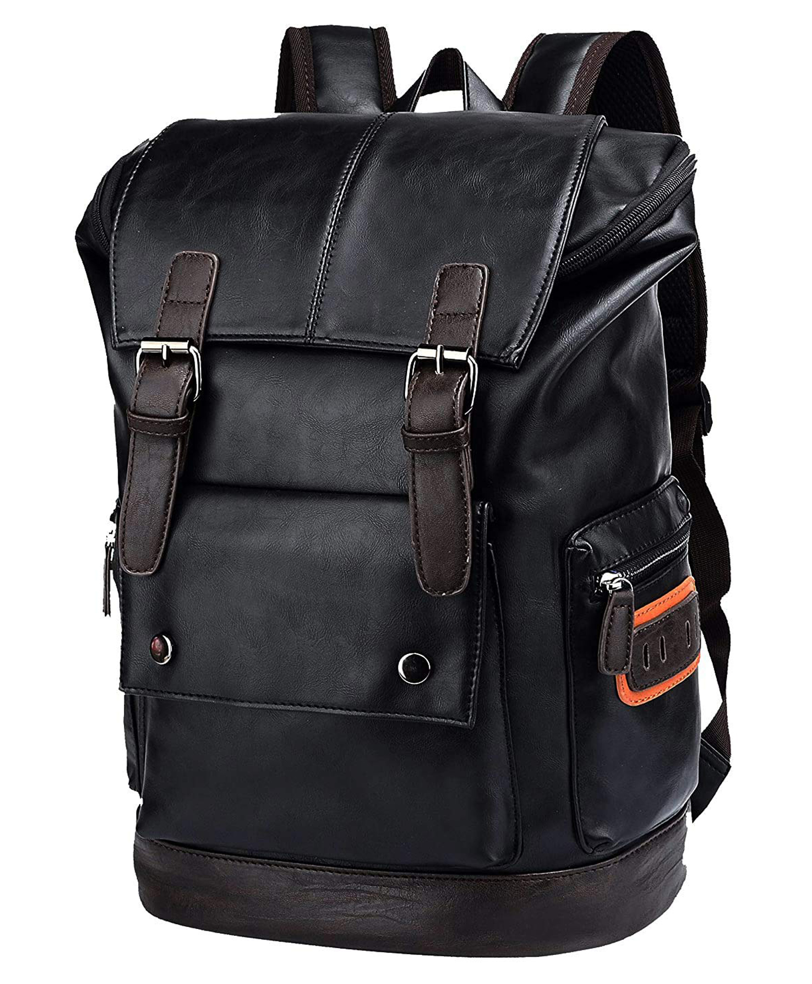 Fur Jaden Black Leatherette Anti Theft Casual Laptop Backpack with 15.6 Inch Laptop Pocket- Black-picture-20