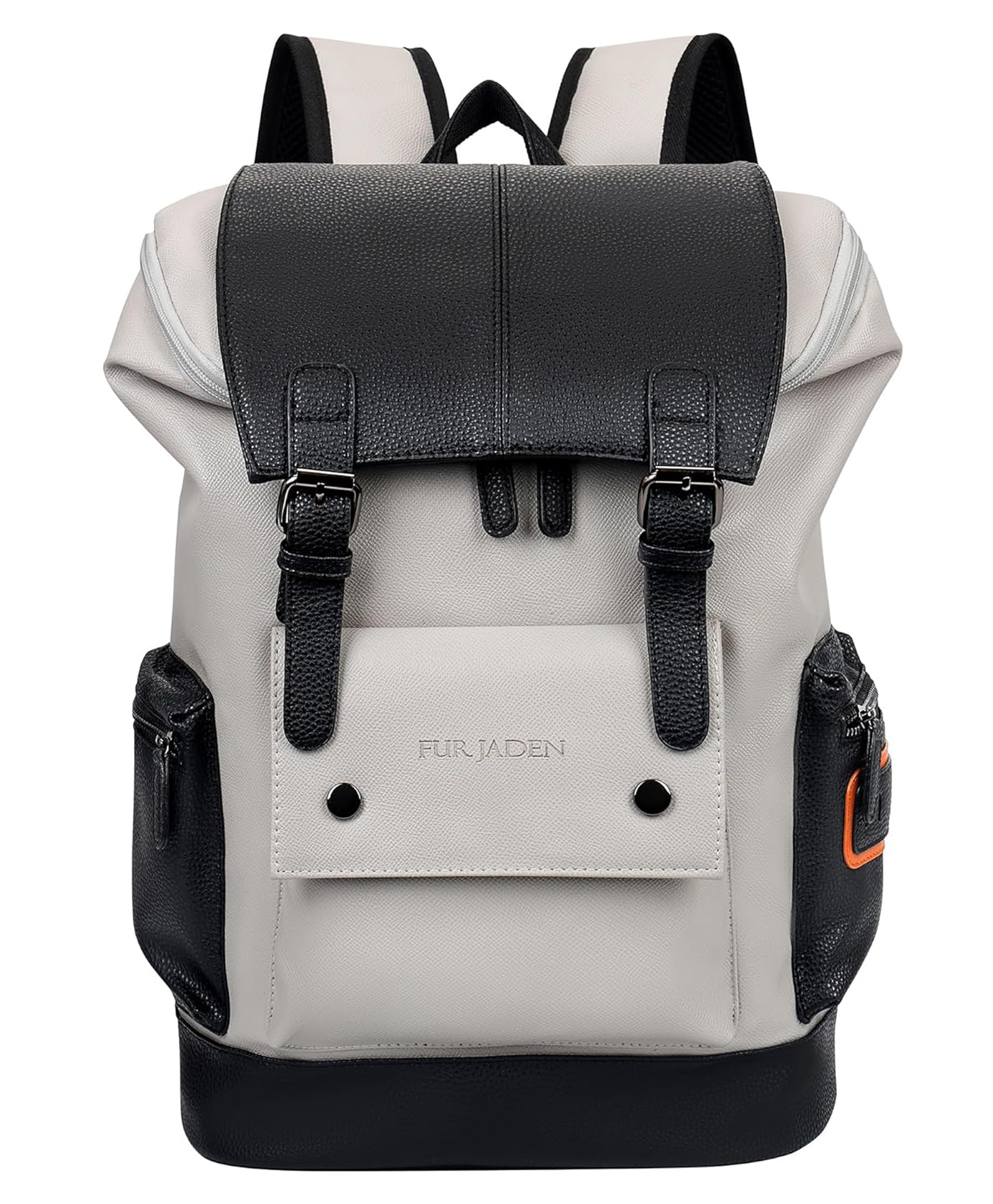 FUR JADEN Vegan Leather Anti Theft Casual Laptop Backpack with 15.6 Inch Laptop Pocket - Grey-picture-6