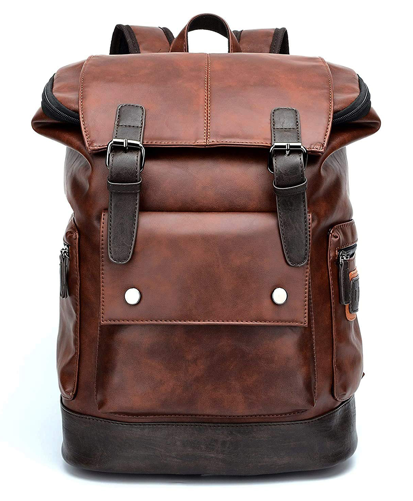 Fur Jaden Brown Leatherette Anti Theft Casual Laptop Backpack with 15.6 Inch Laptop Pocket - Brown-image-14