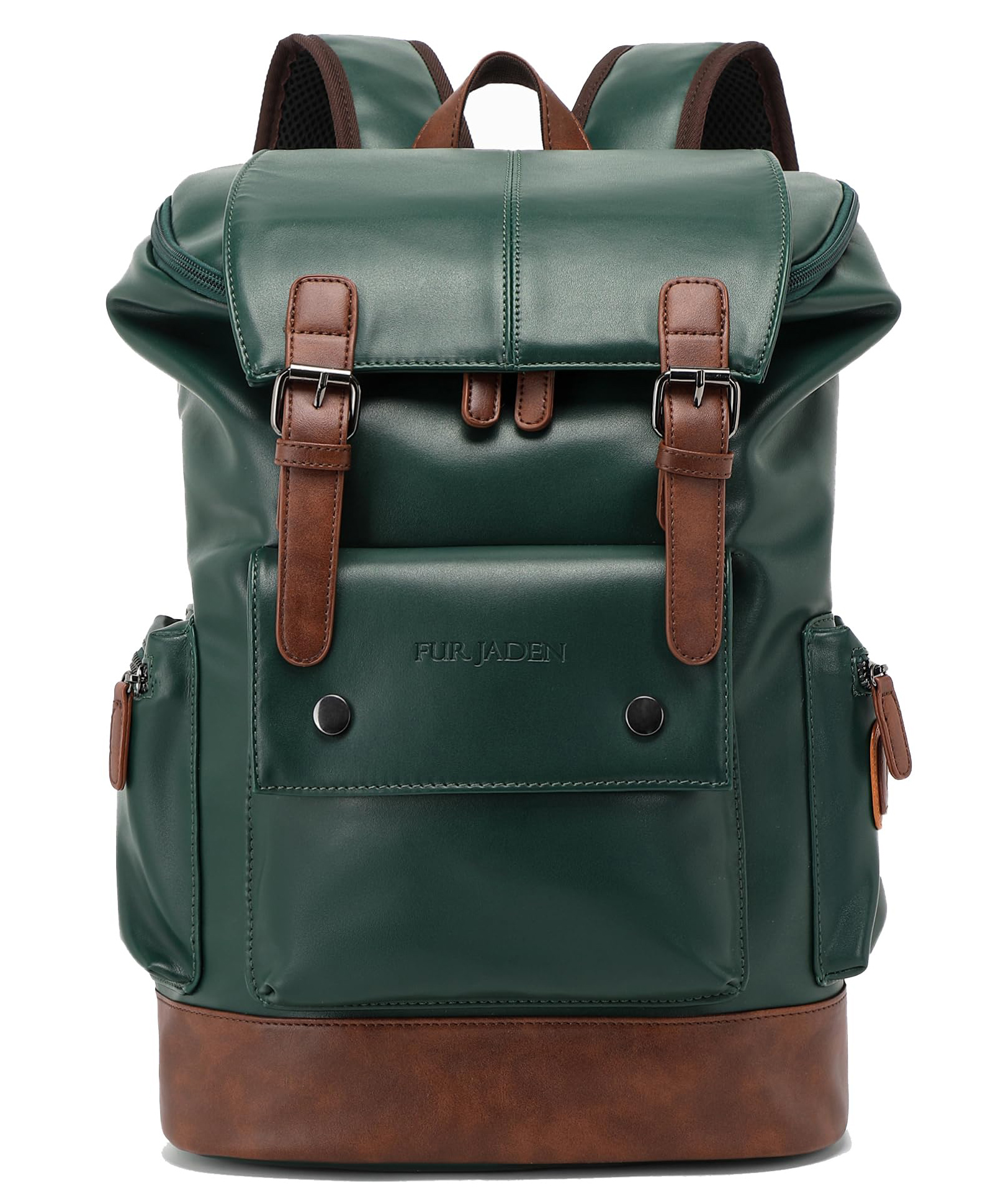 FUR JADEN Vegan Leather Anti Theft Casual Laptop Backpack with 15.6 Inch Laptop Pocket- Dark Green-picture-42