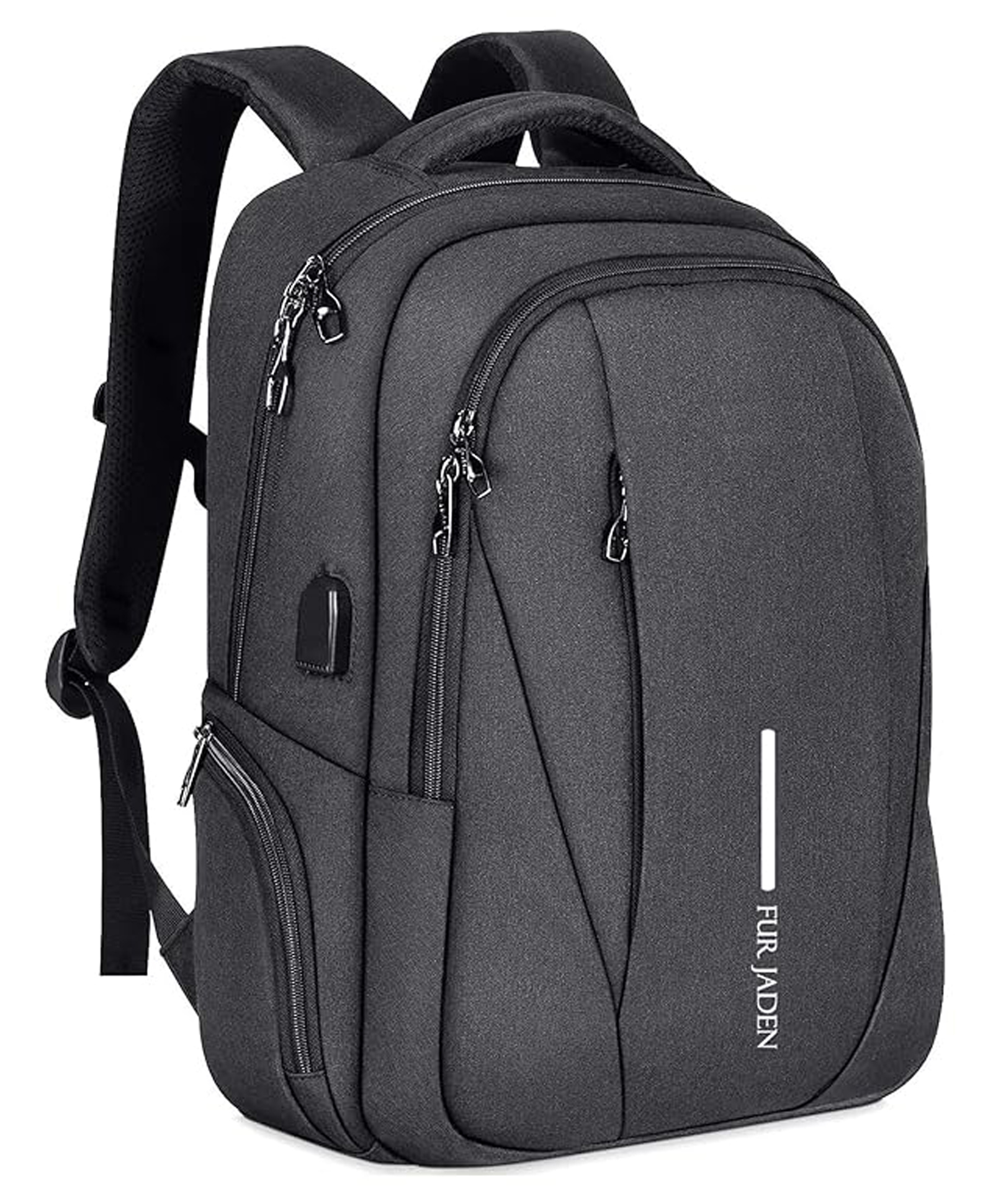 FUR JADEN Travel Laptop Backpack, Business Backpacks with USB Charging Port, Water Resistant College School Computer Bag for Men & Women Fits Under 15.6 inch Laptop & Notebook - Black-image-2