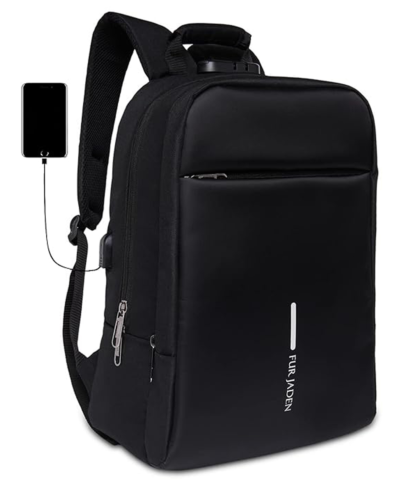 FUR JADEN Anti Theft Number Lock Backpack Bag with 15.6 Inch Laptop Compartment, USB Charging Port & Organizer Pocket for Men Women Boys Girls - Black-picture-41