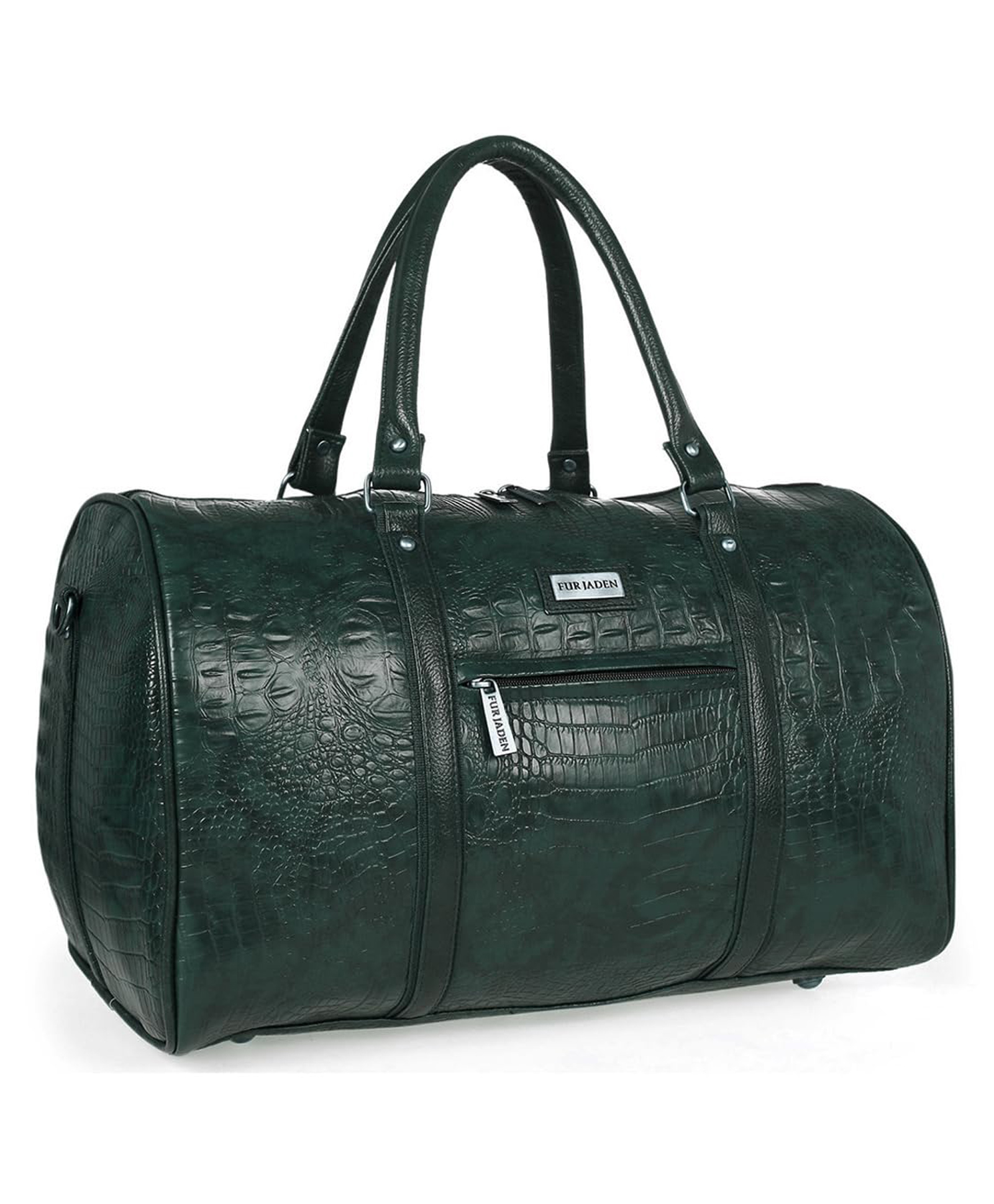 Fur Jaden 35L Vegan Leather Textured Duffle Holiday Weekender Travel Backpack for Men Women - Green-image-24