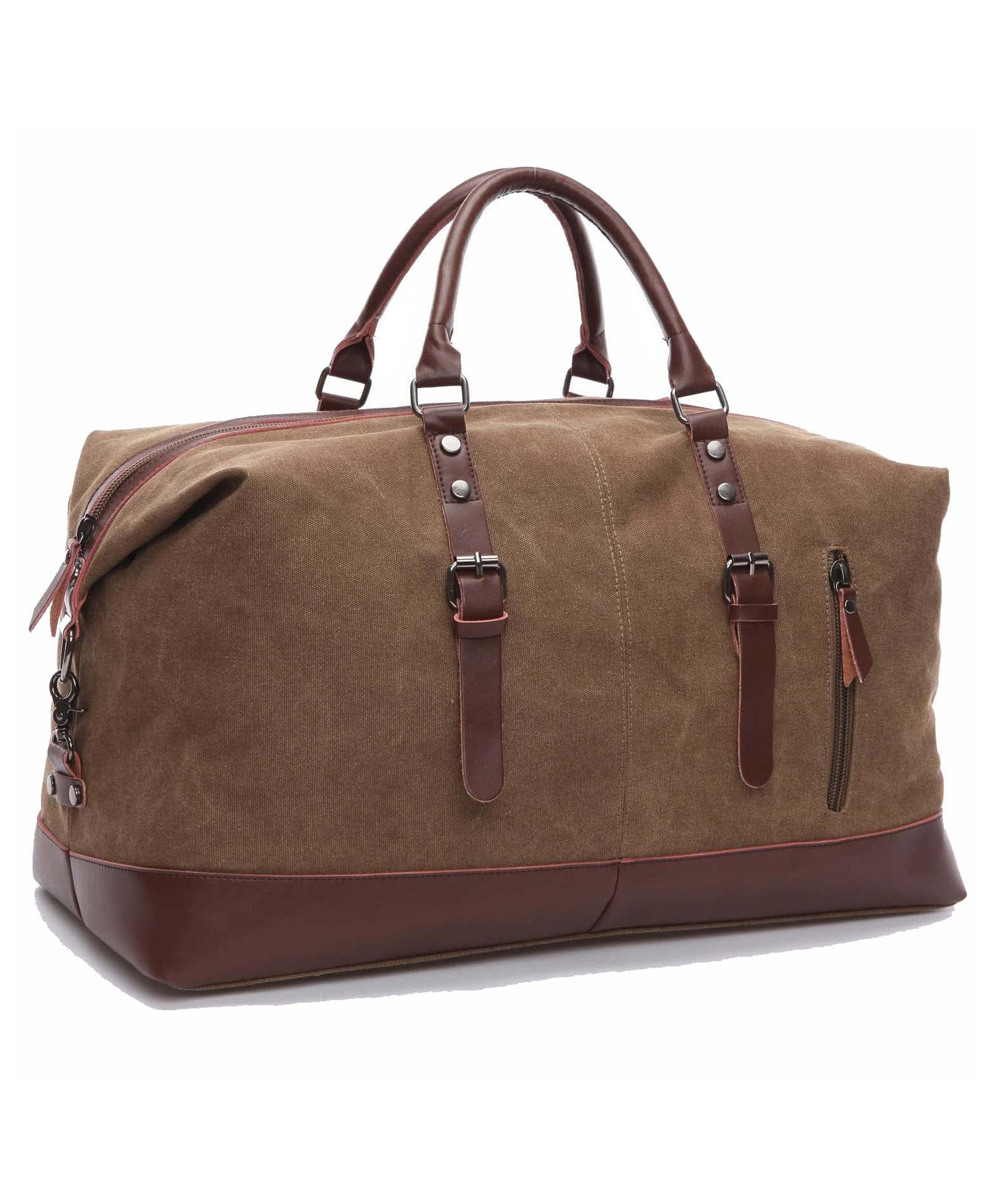 Fur Jaden 40L Canvas Weekender Travel Duffle Cabin Bag with Detachable Shoulder Strap - Brown-picture-12