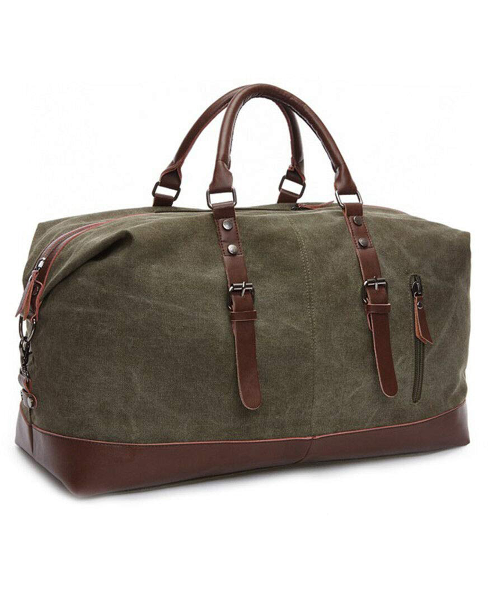 Fur Jaden 40L Canvas Weekender Travel Duffle Cabin Bag with Detachable Shoulder Strap - Military Green-picture-15