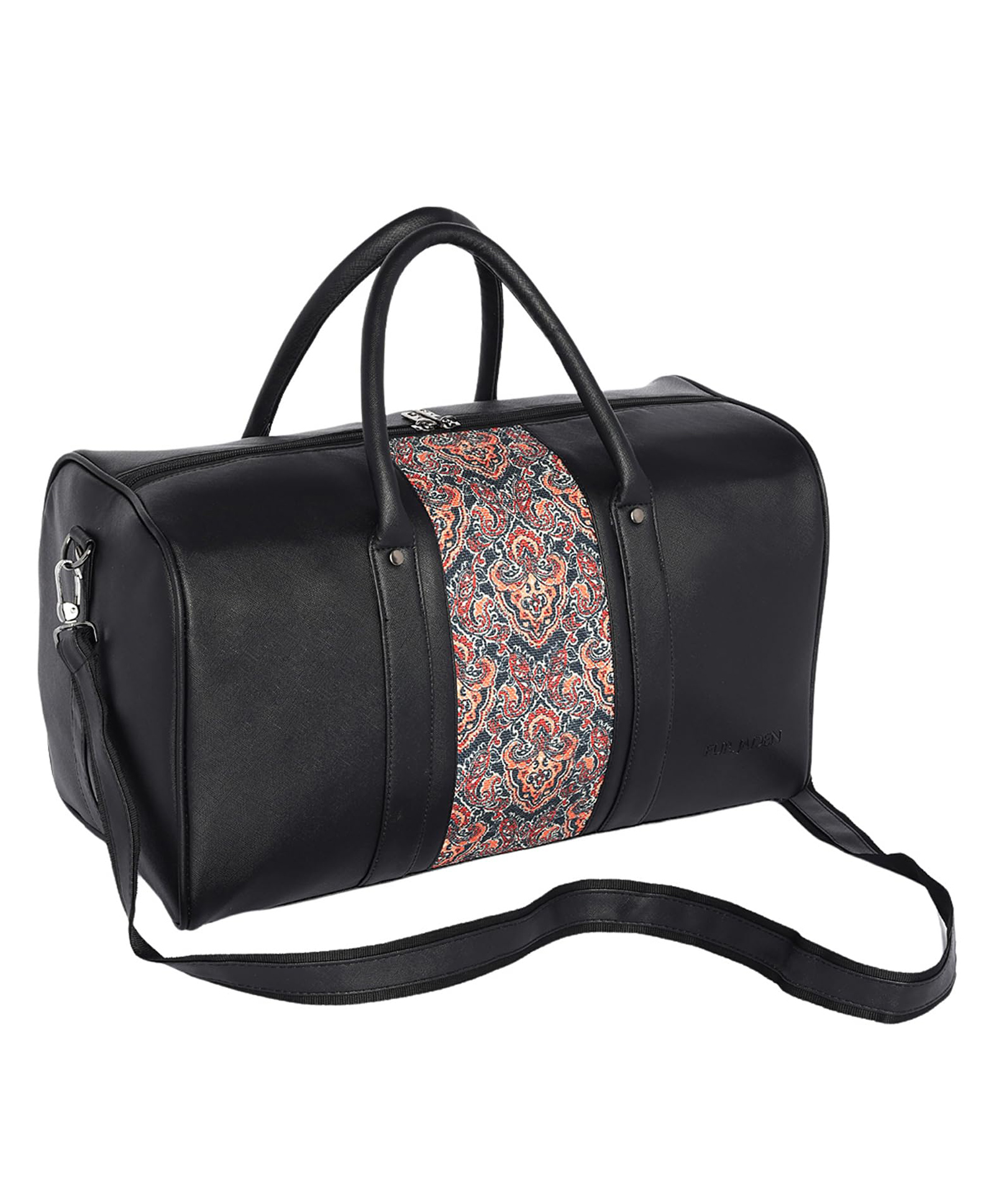 Fur Jaden Eco Friendly Vegan Leather Sustainable & Durable Cabin Duffle Bag 35L Travel Weekender Holiday & Gym Bag - Black-image-14