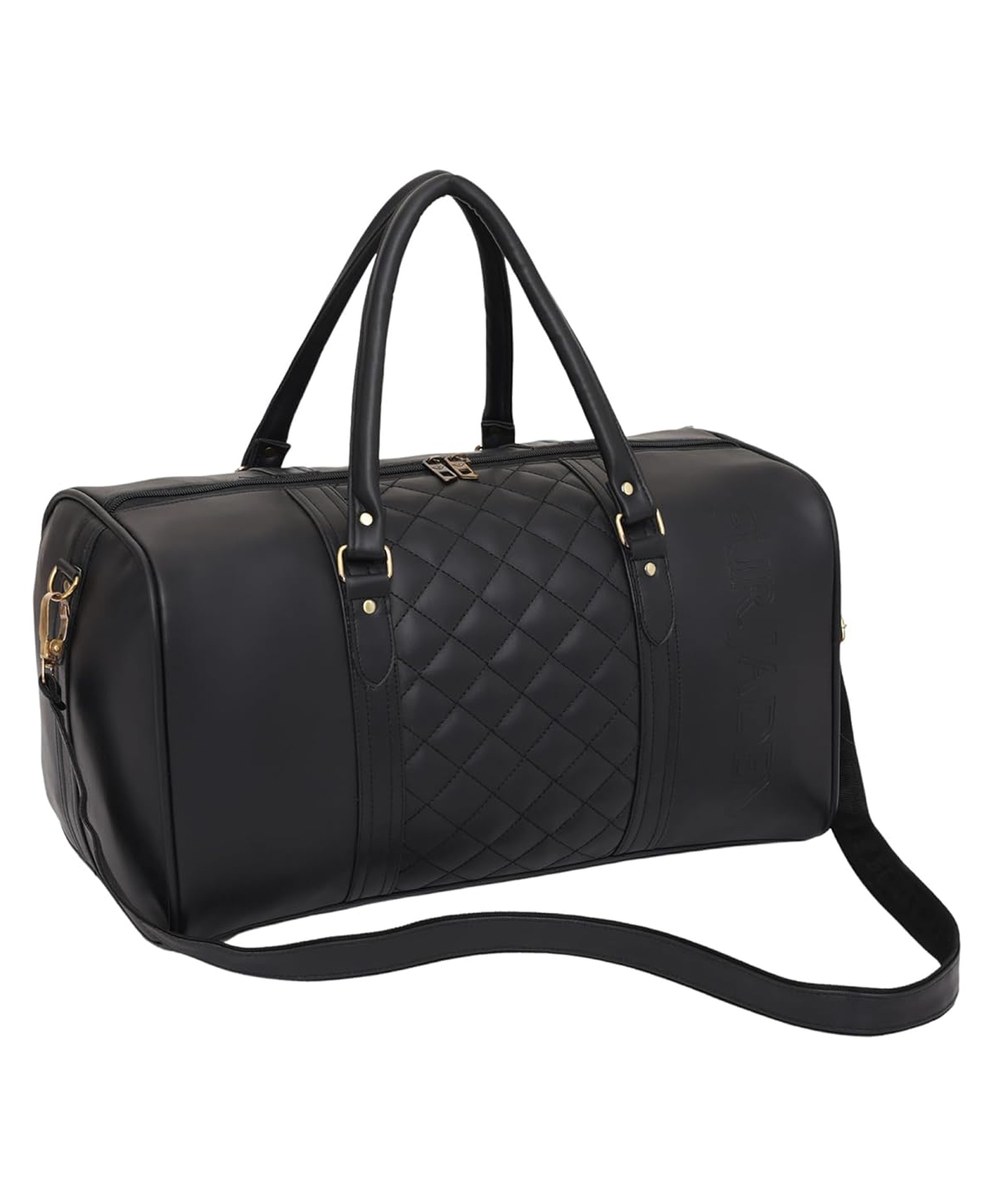 Fur Jaden Vegan Leather Sustainable & Durable Holiday Travel Duffle Bag 30L Storage Weekender Cabin Bag Gym Bag for Men & Women - Black-picture-22
