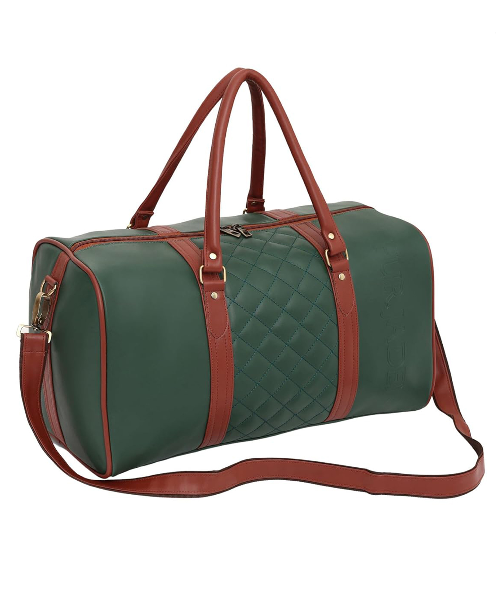 Fur Jaden Vegan Leather Sustainable & Durable Holiday Travel Duffle Bag 30L Storage Weekender Cabin Bag Gym Bag for Men & Women (Green)-picture-21