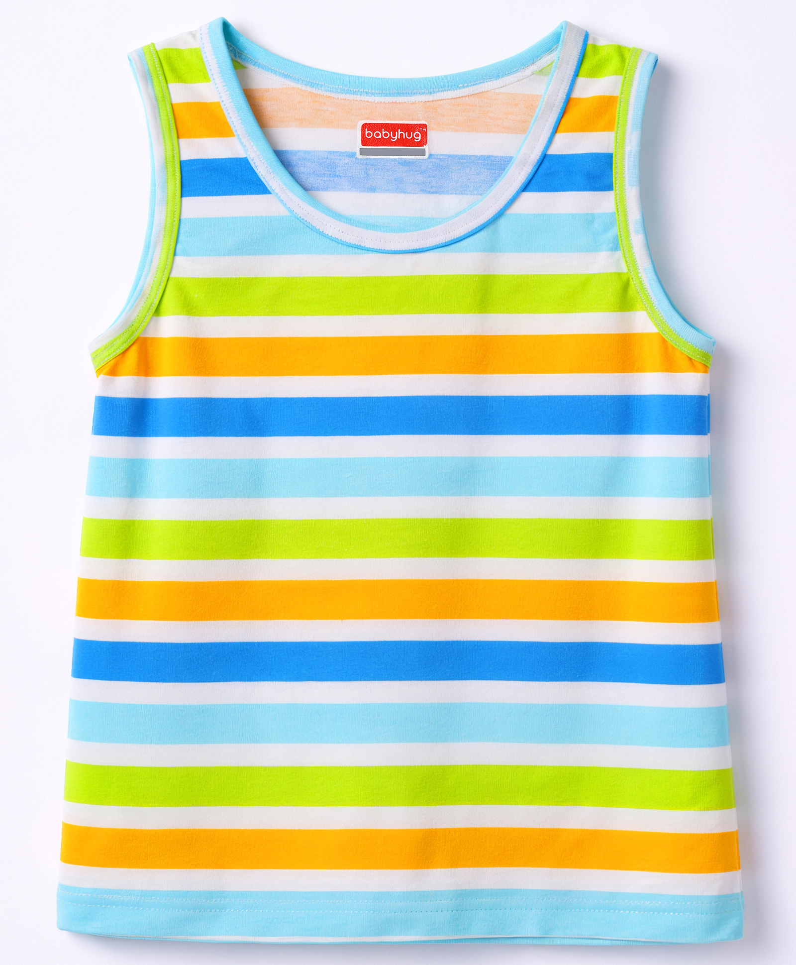 Babyhug 100% Cotton Single Jersey Knit Sleeveless Striped Vest - Multicolor-image-28