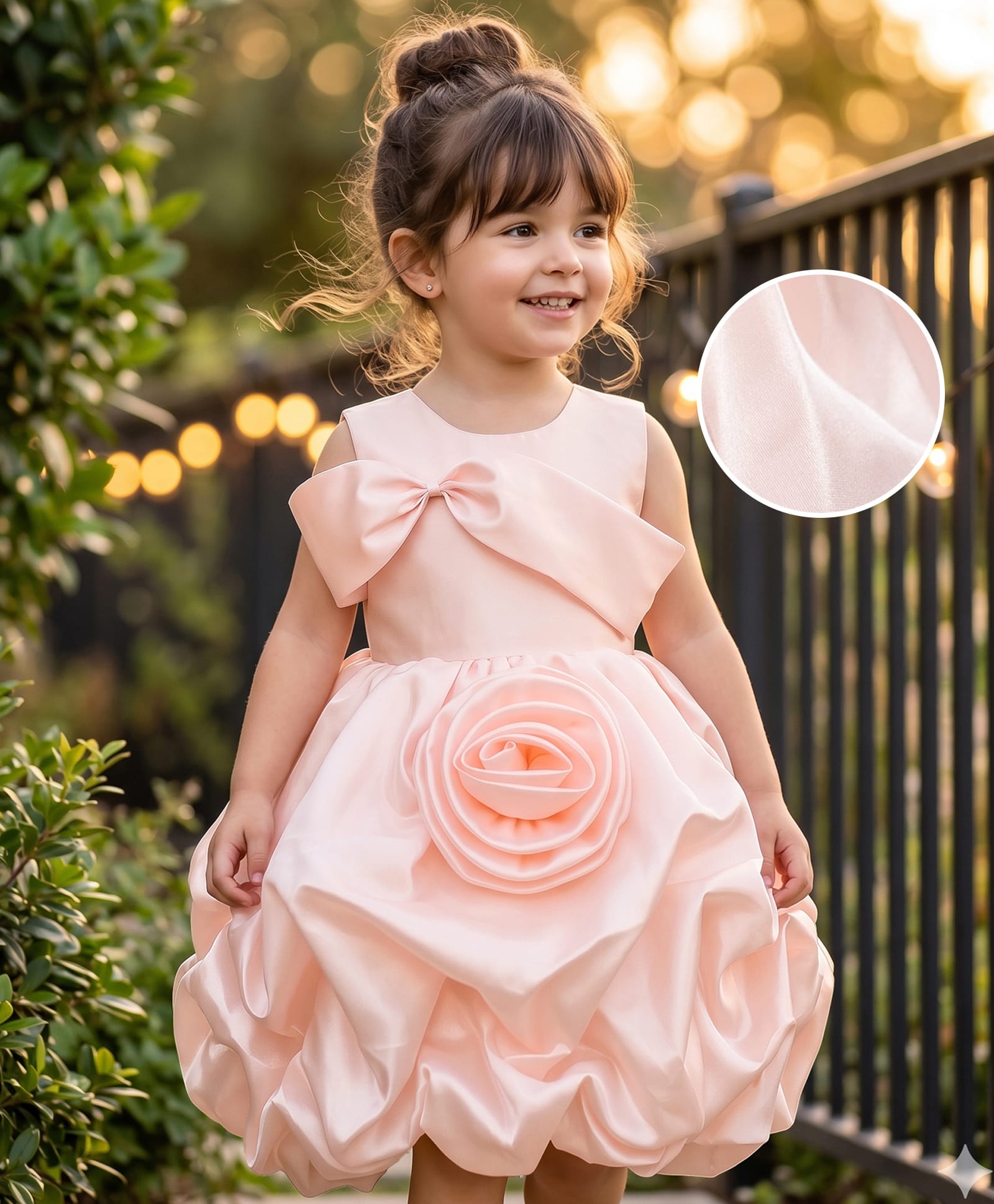Mark & Mia Sleeveless Woven Ruffles and Frills Party Dress With Floral Applique - Peach-image-8
