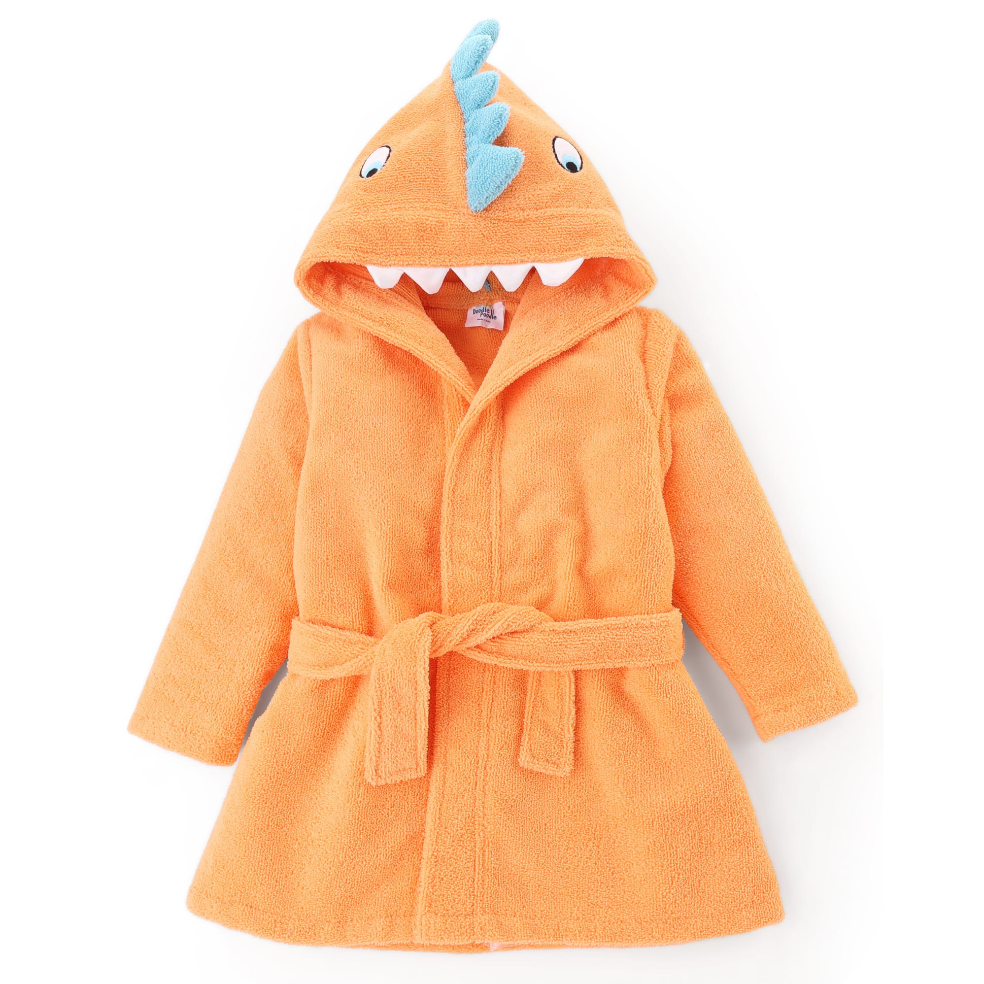 Doodle Poodle Highly Absorbent Terry Knit Full Sleeves Hooded Bath Robe With Applique - Orange-image-42