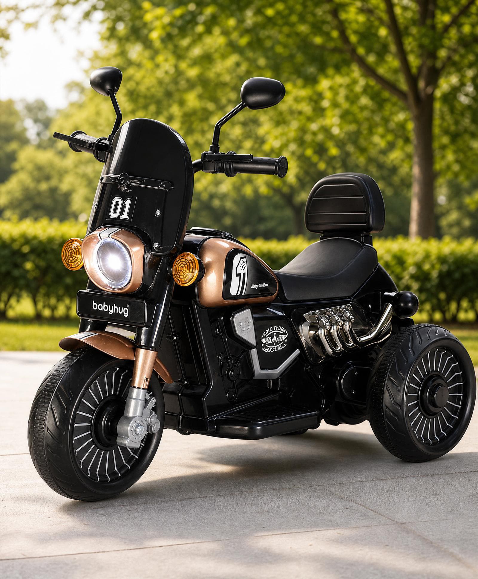 Babyhug Three Wheel Battery Operated Ride On Bike with Music & Lights - Black Yellow| Foot Pedal Accelerator| Forward & Reverse Drive| Rechargeable Battery| 2 to 6 Years| Aux Music| easy to Assemble-picture-26